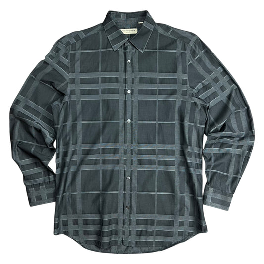 Burberry Grey Plaid Button-up Shirt - L