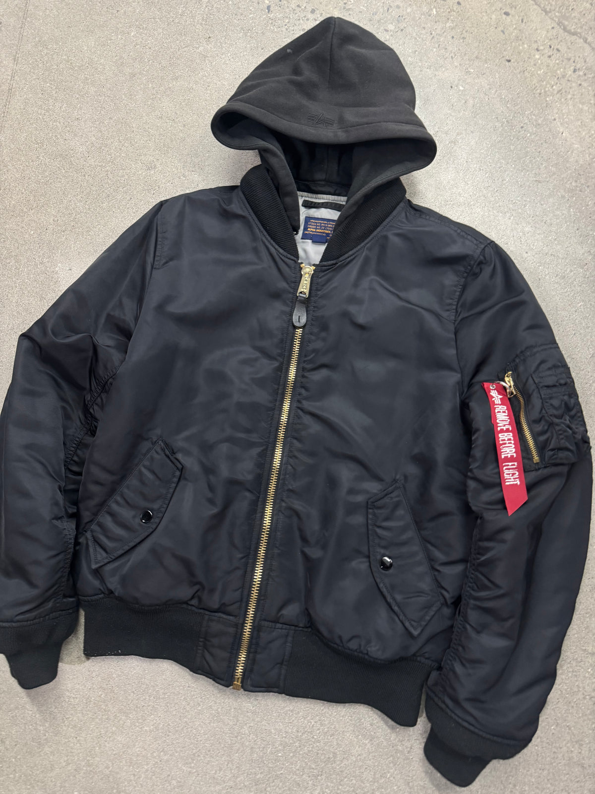 Alpha Industries MA-1 D-Tec Hood Flight Bomber Jacket - M