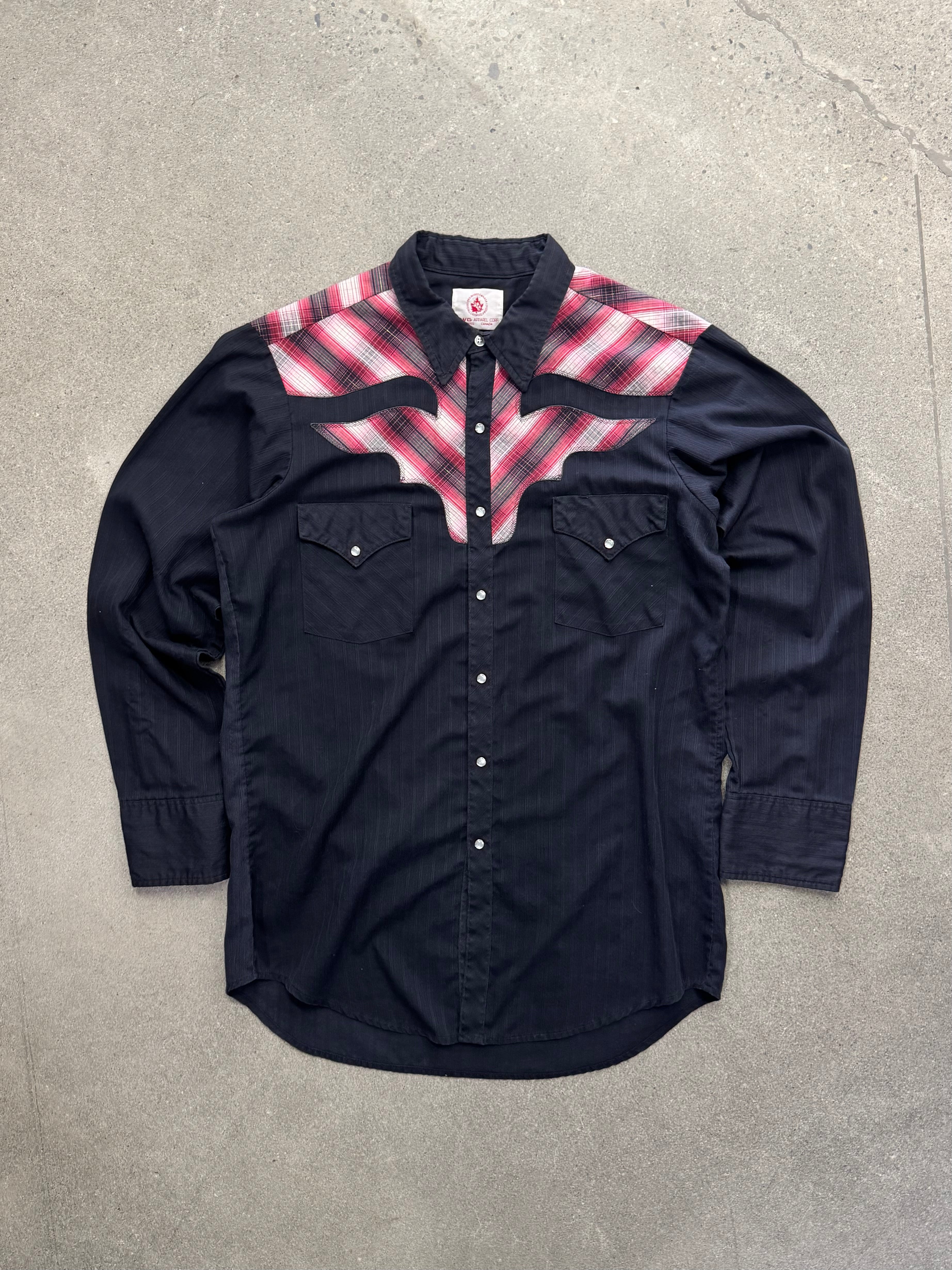 MWG Western Pearl Snap Button-Up Cowboy Shirt - L