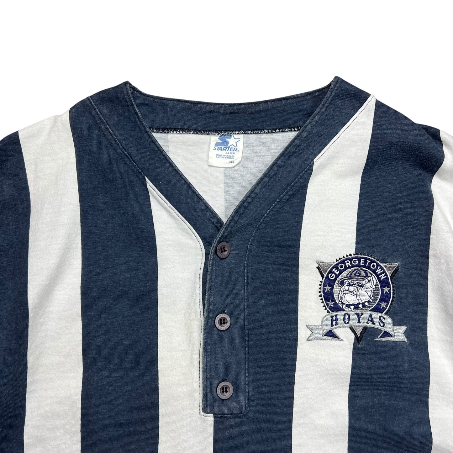 Starter Georgetown Hoyas Striped Long-sleeve Shirt - L
