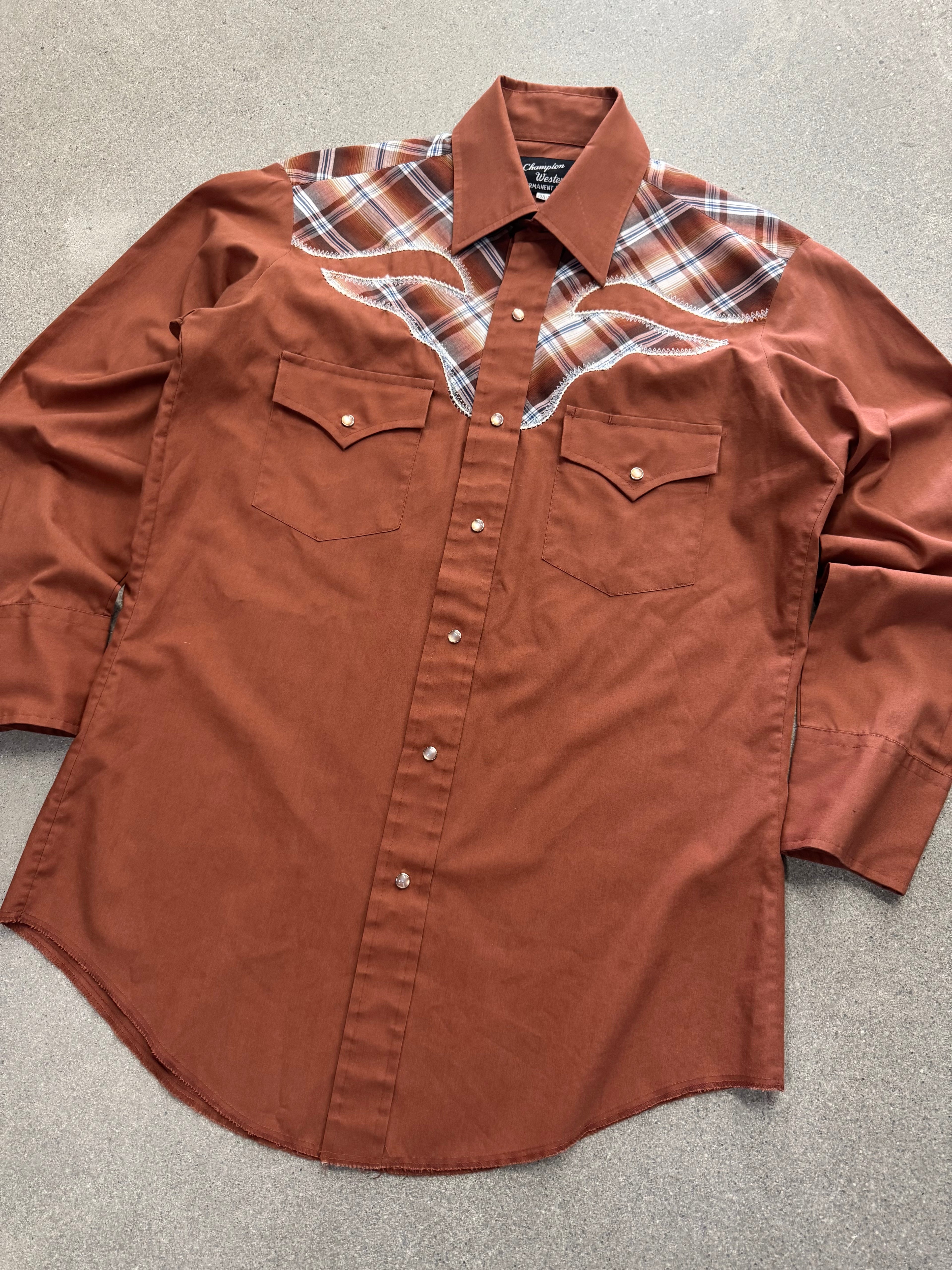 Champion Western Pearl Snap Button-Up Cowboy Shirt - L