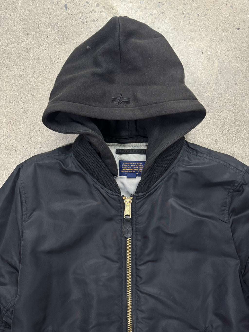 Alpha Industries MA-1 D-Tec Hood Flight Bomber Jacket - M