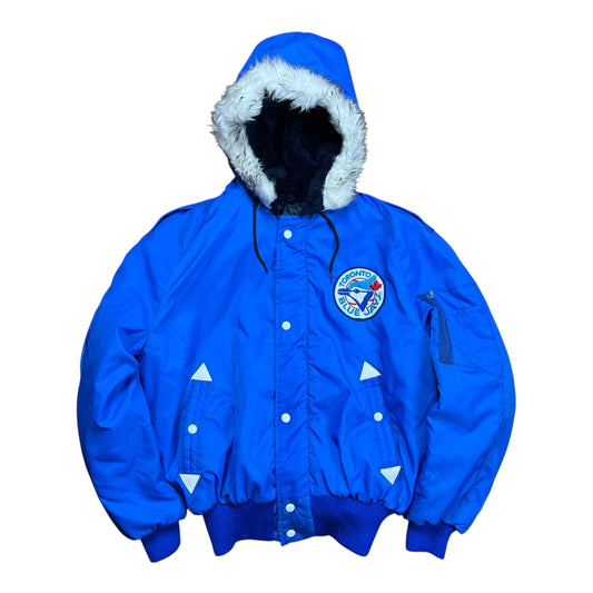 1980's Toronto Blue Jays Faux Fur Hooded Jacket - S