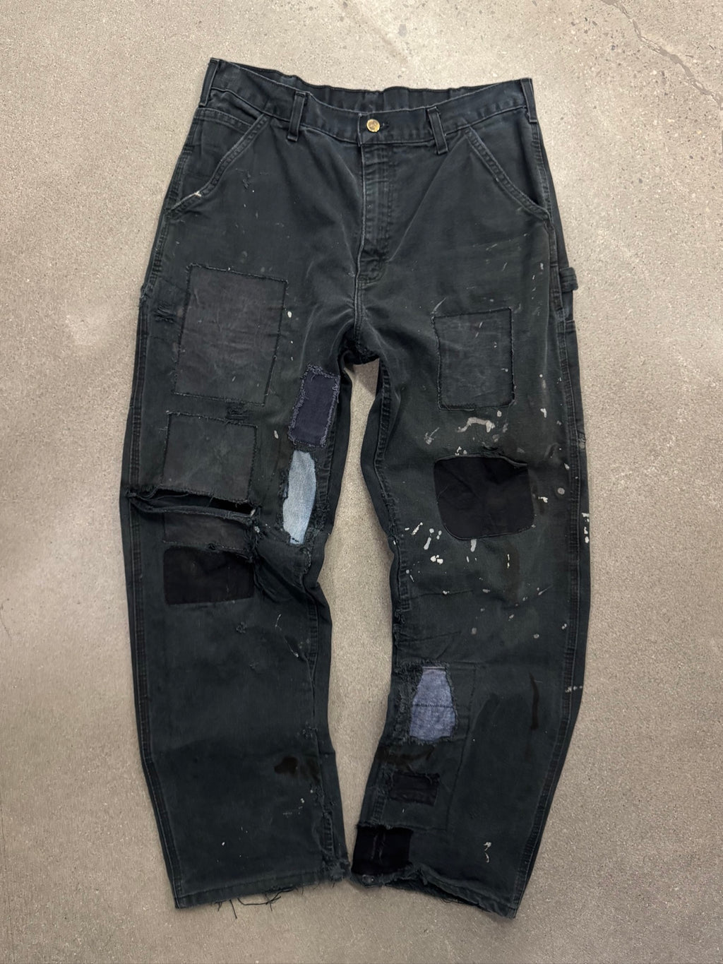 Faded & Distressed Carhartt Patchwork Work Pants - 34"