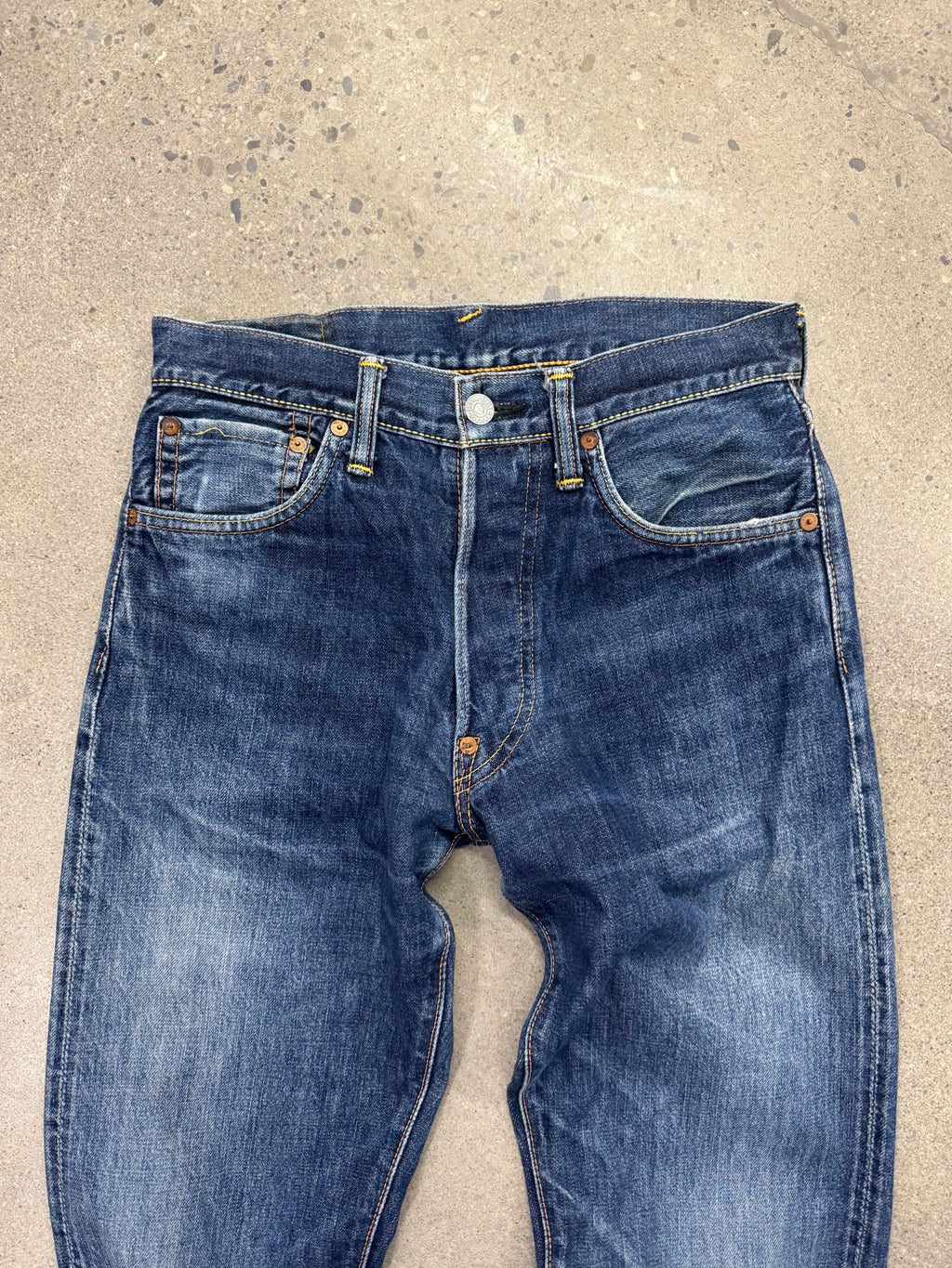 Faded & Distressed Evisu Japanese Selvedge Jeans - 28”