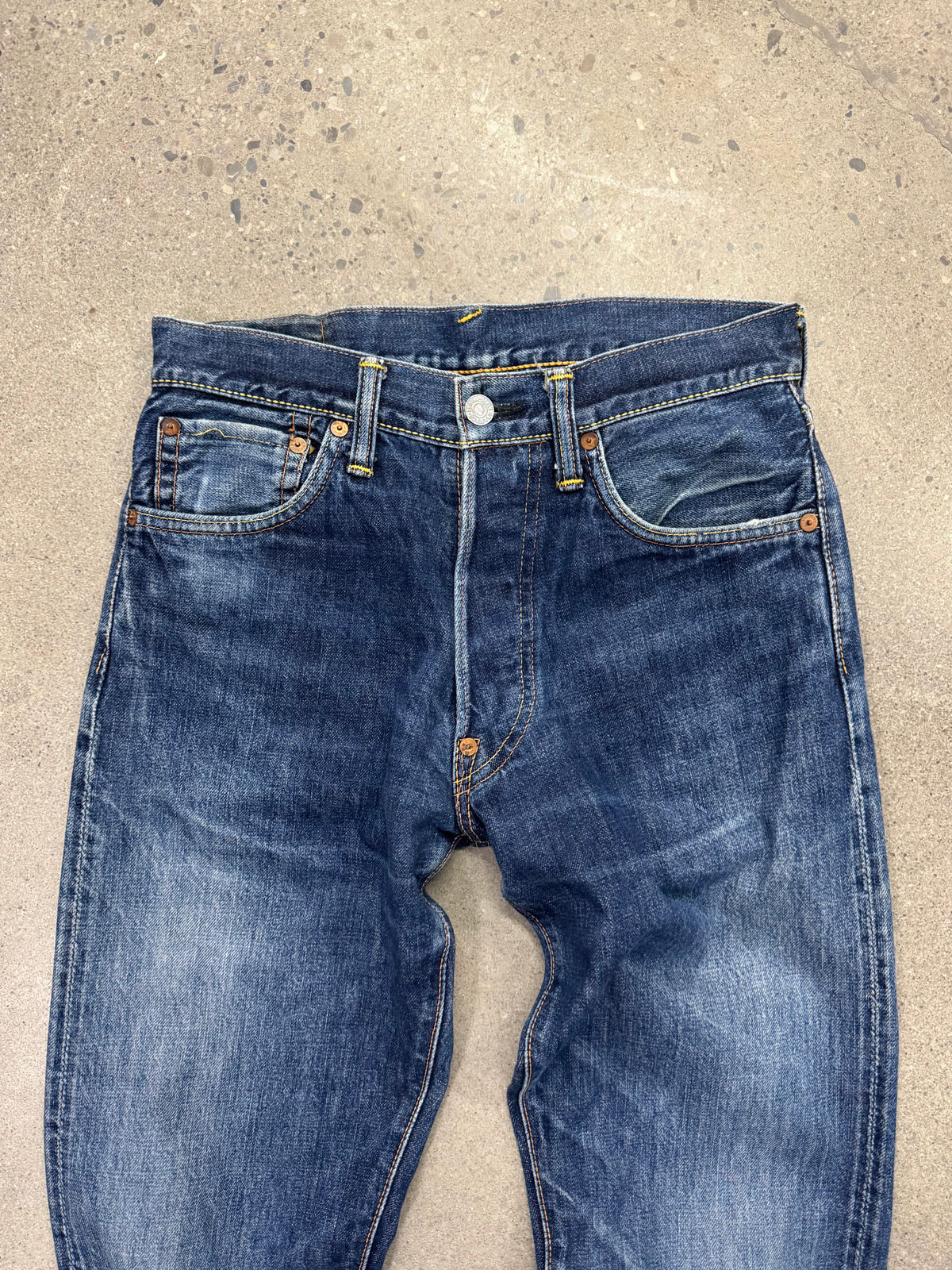 Faded & Distressed Evisu Japanese Selvedge Jeans - 28”
