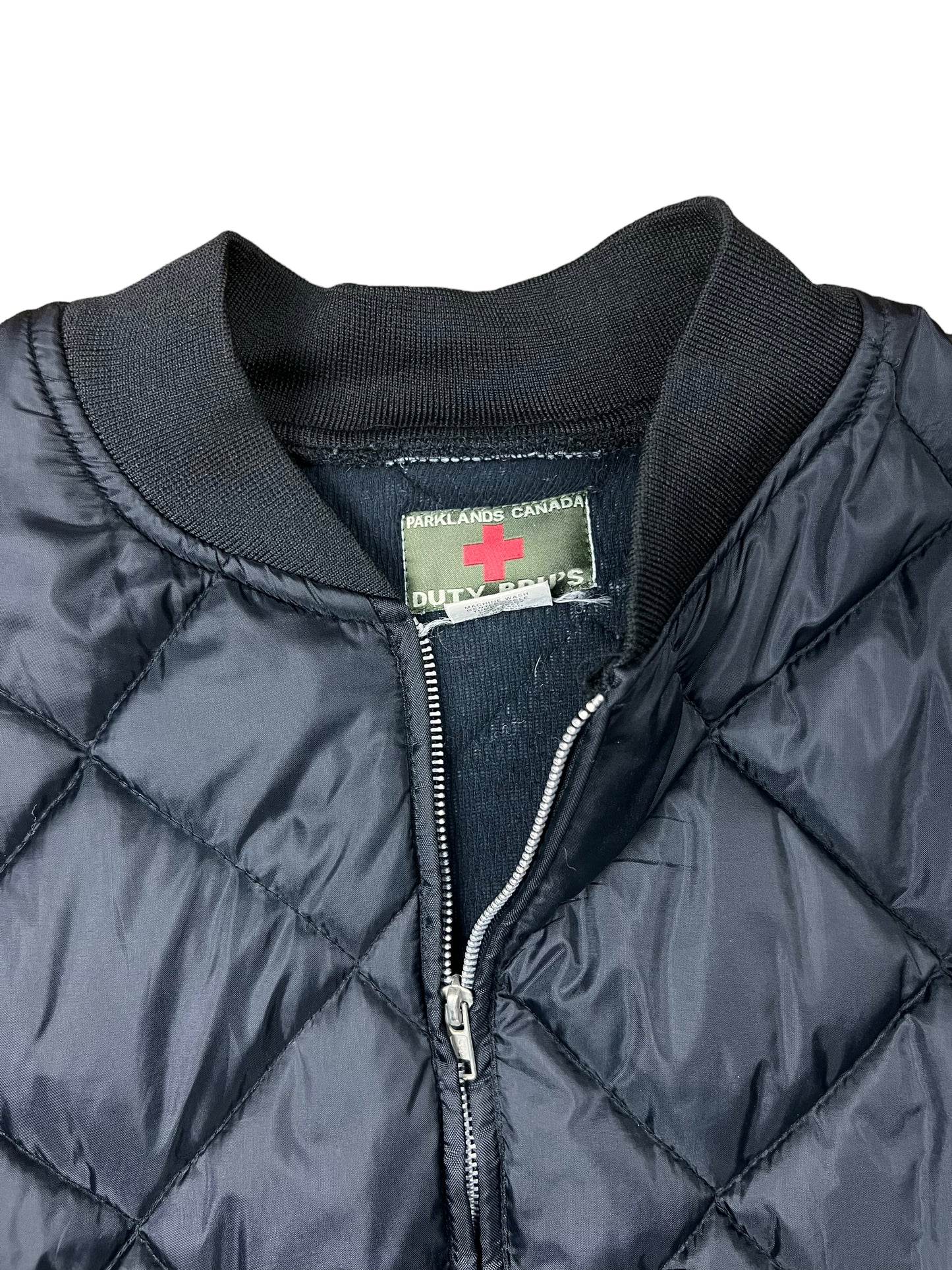 Black Quilted Army Bomber Jacket - L