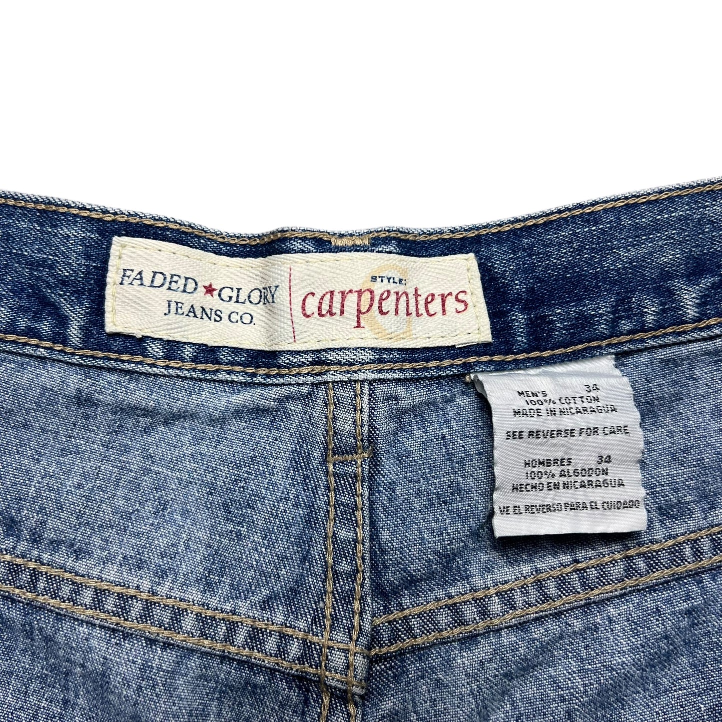Faded Glory Blue Carpenter Jean Shorts - 34"