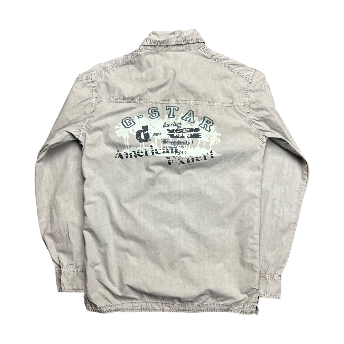 G-STAR Distressed Tan Military Button-up Shirt - M