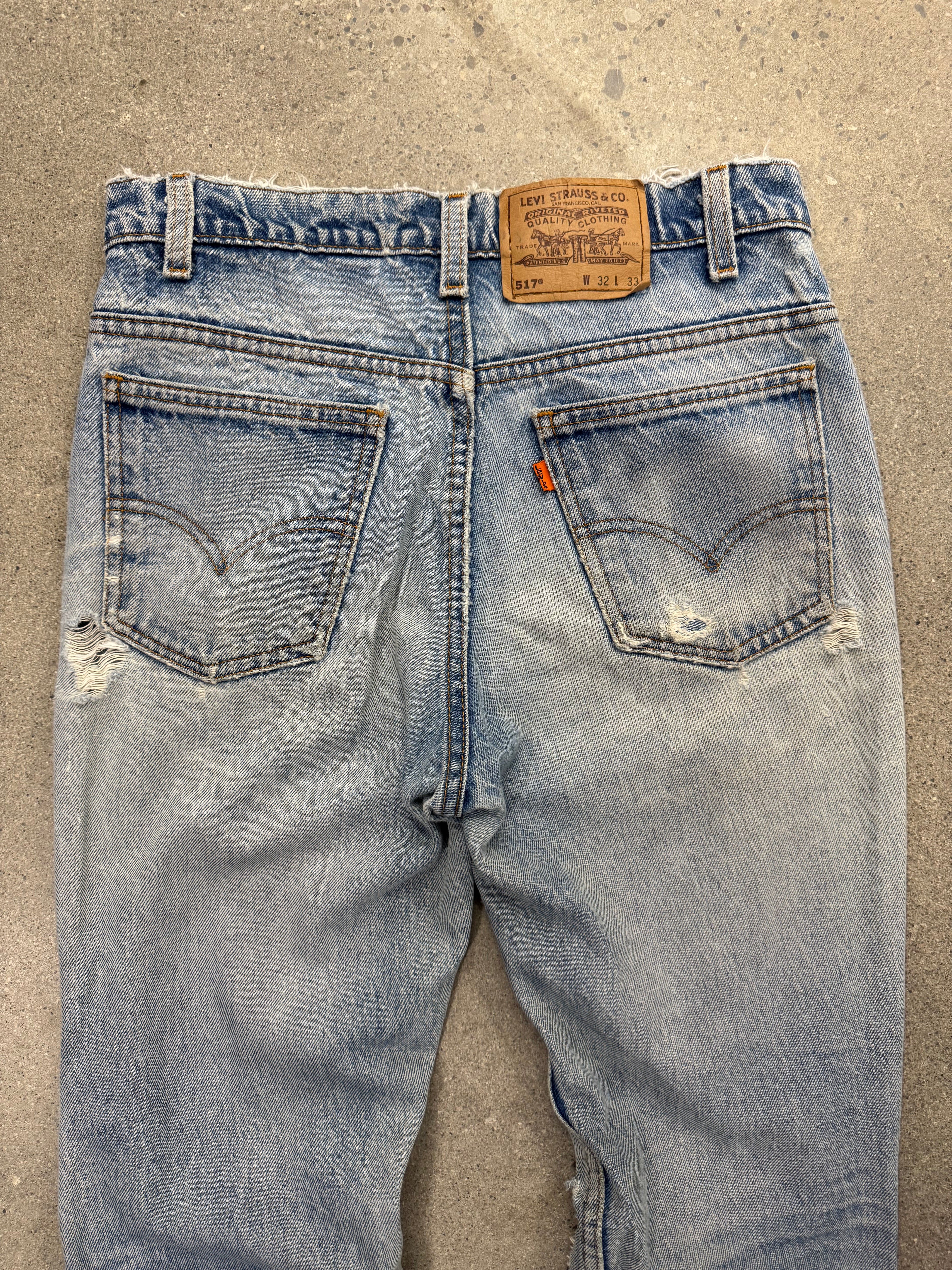 Faded & Distressed Levi’s 517 Orange Tab Jeans - 30”