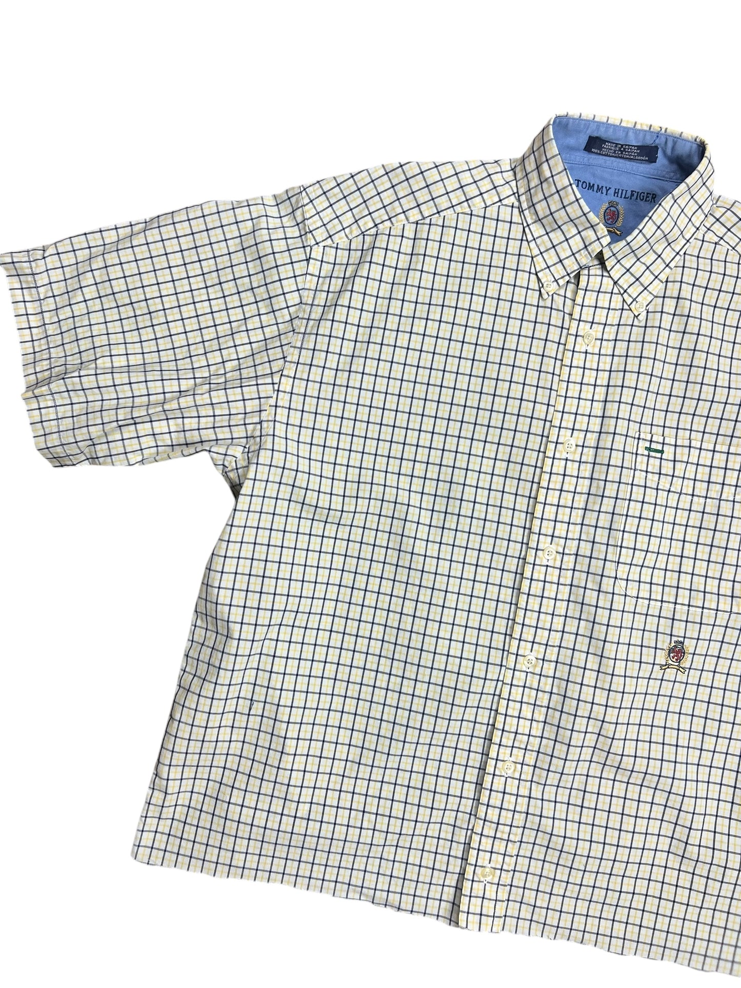 Tommy Hilfiger Boxy Yellow Checkered Polo Shirt - M