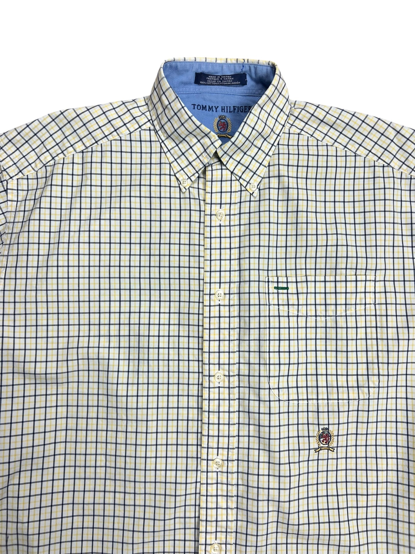 Tommy Hilfiger Boxy Yellow Checkered Polo Shirt - M