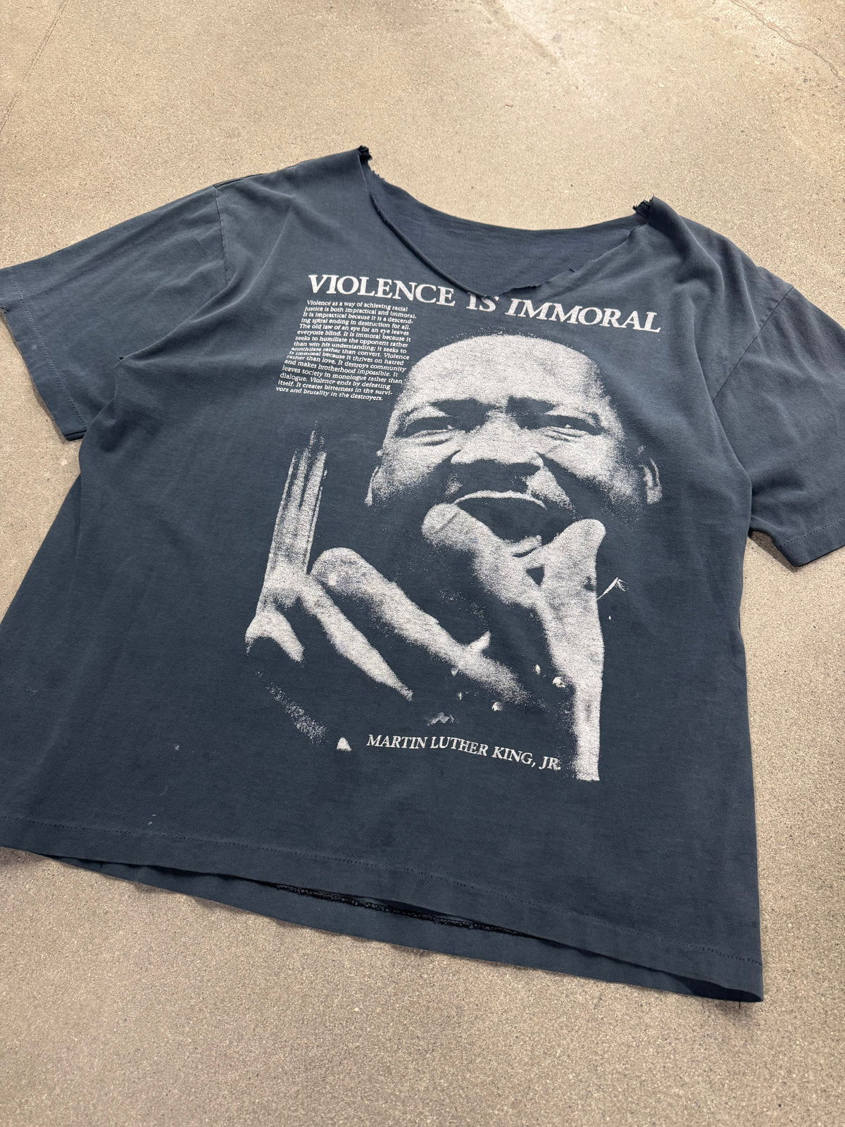 Faded Martin Luther King Violence Is Immoral T-Shirt - XL
