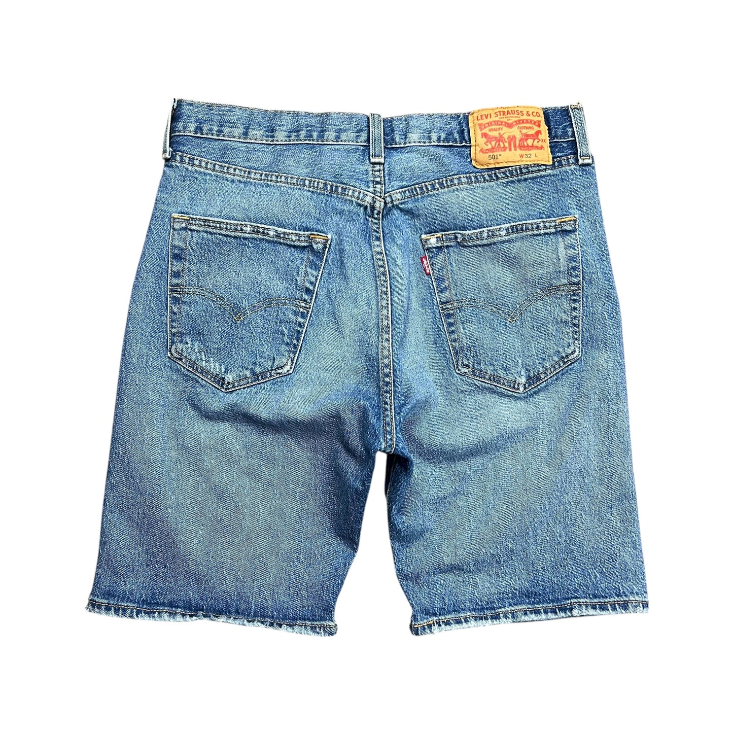 Levi's 501 Faded & Distressed Blue Jean Shorts - 32"
