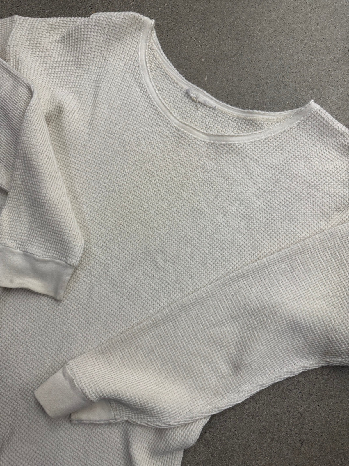 Blank Waffle-Knit Long Sleeve Thermal Shirt - S