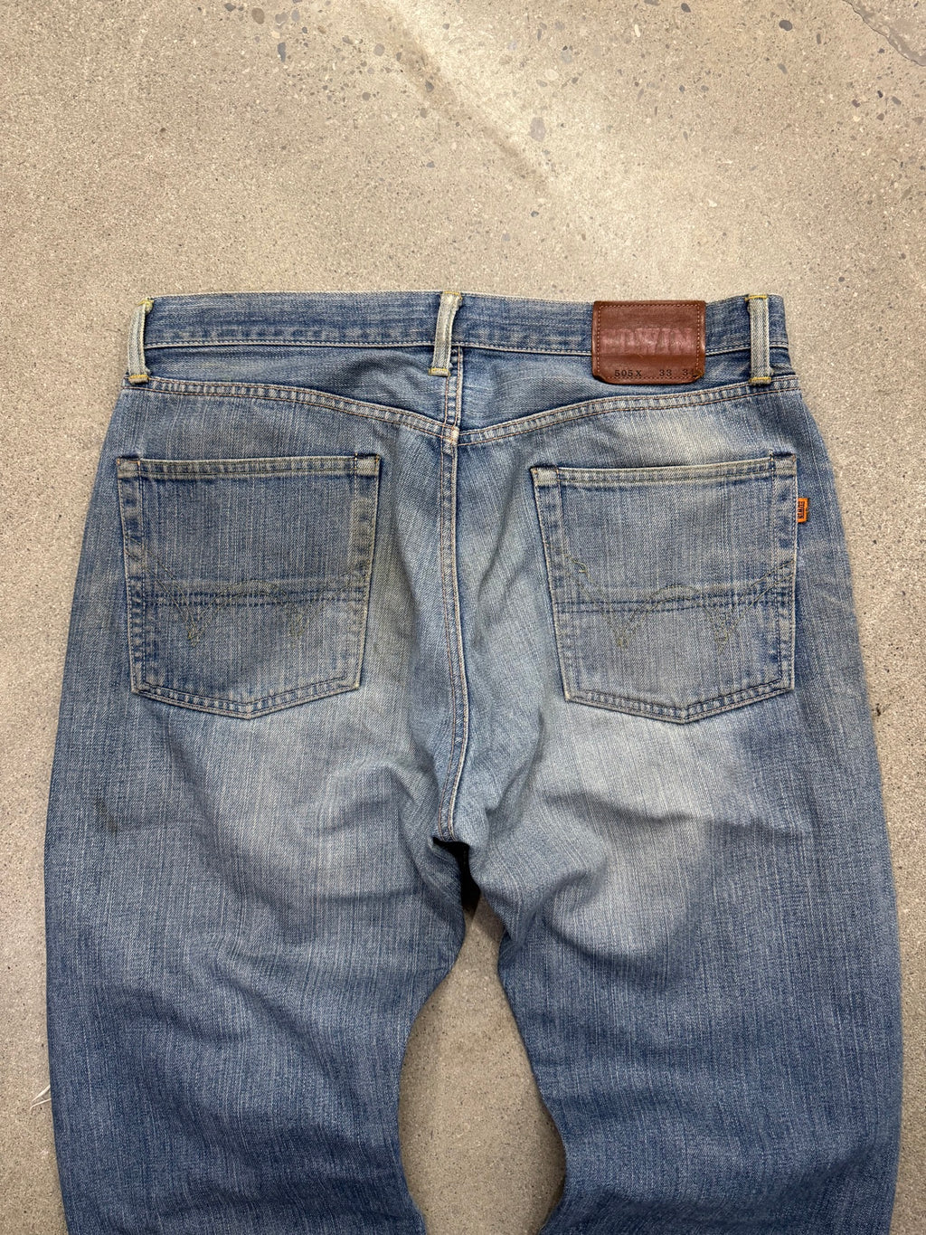 Faded & Distressed Edwin 505X Selvedge Jeans - 34"