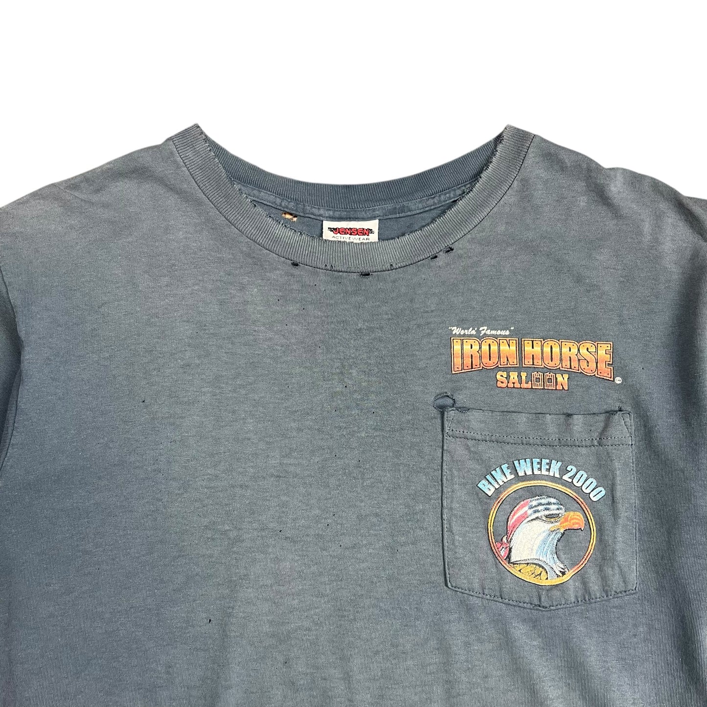 2000 Faded Iron Horse Bike Week Pocket T-shirt - L