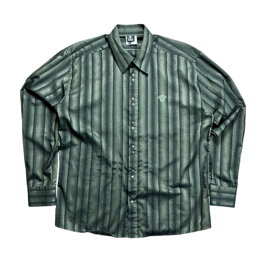 Versace Couture Dark Green Striped Button-up Shirt - XL
