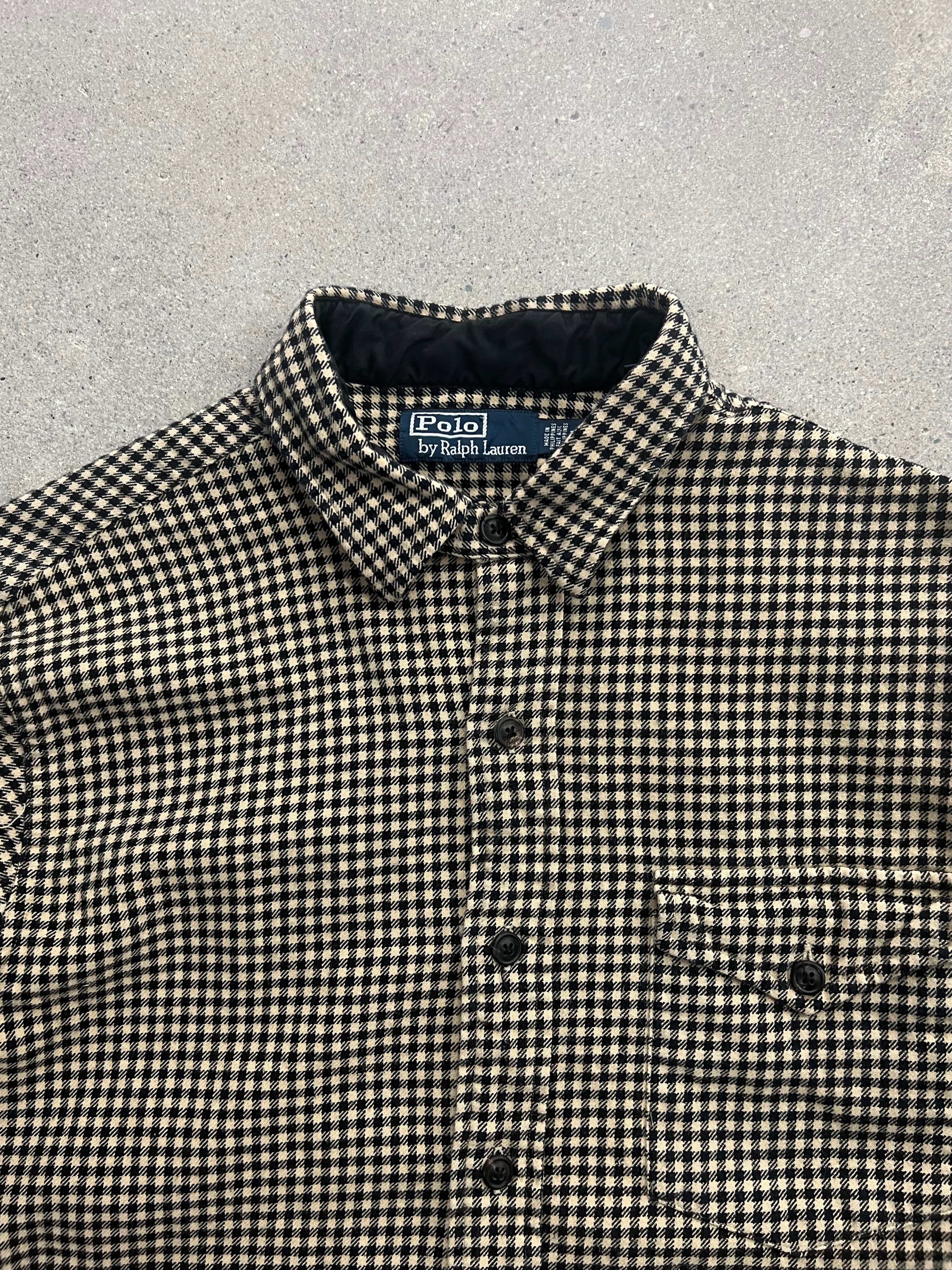 Polo By Ralph Lauren Suede-Patch Plaid Shirt - L