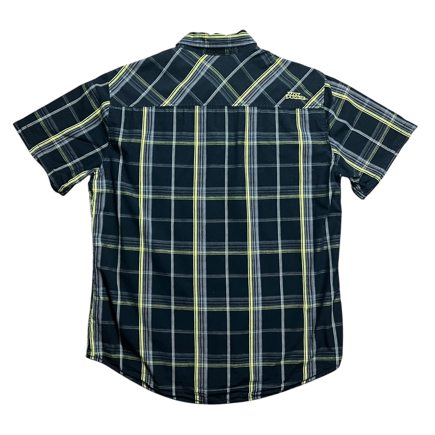 No Fear Plaid Black & Yellow Button-up Shirt - L