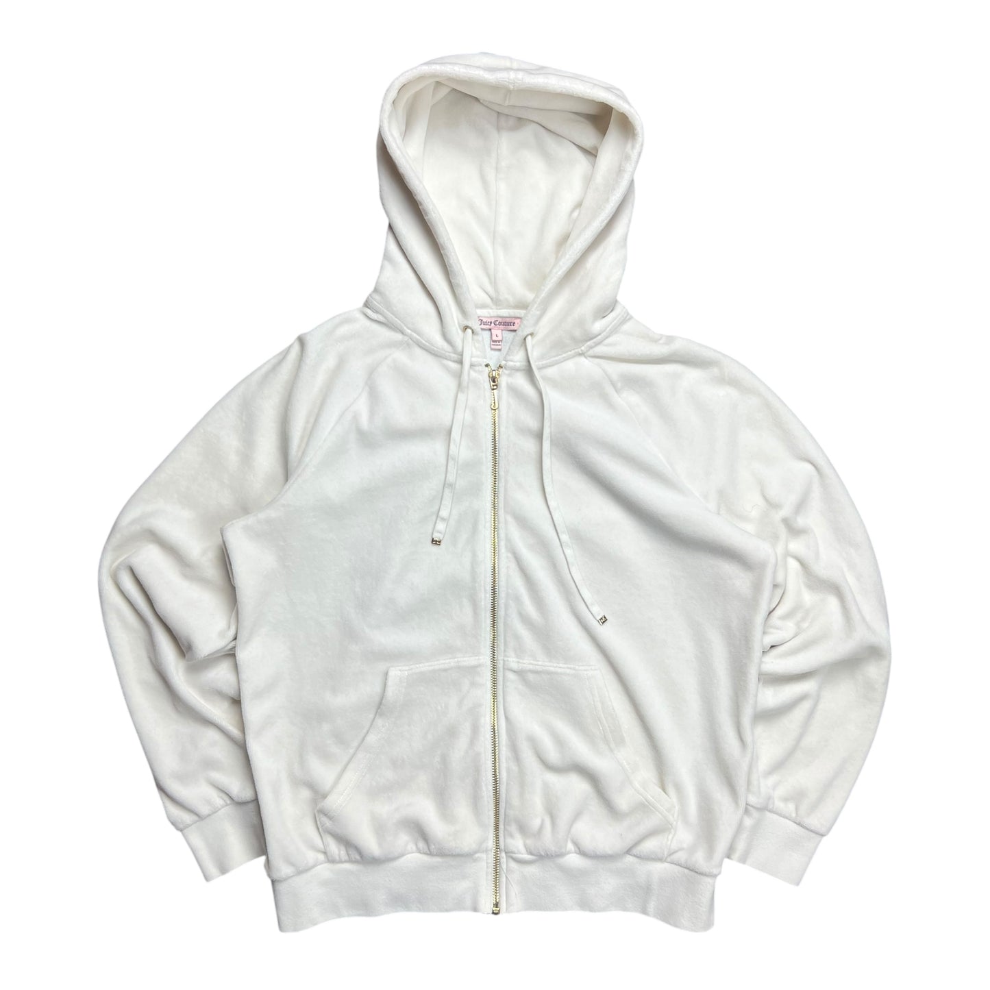 Juicy Couture White Velour Zip-up Hoodie - L