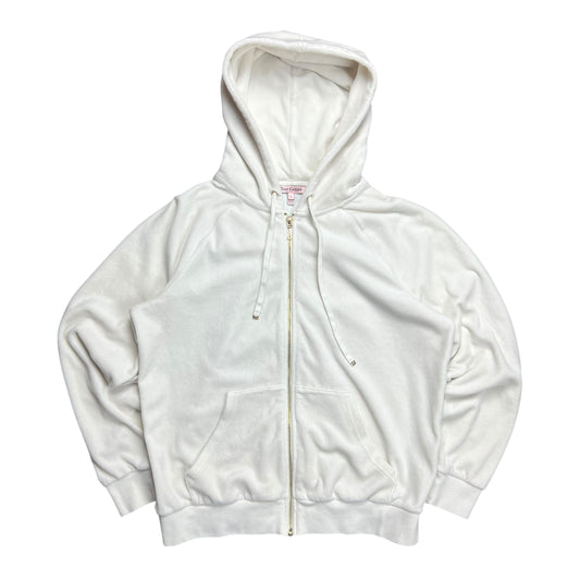 Juicy Couture White Velour Zip-up Hoodie - L