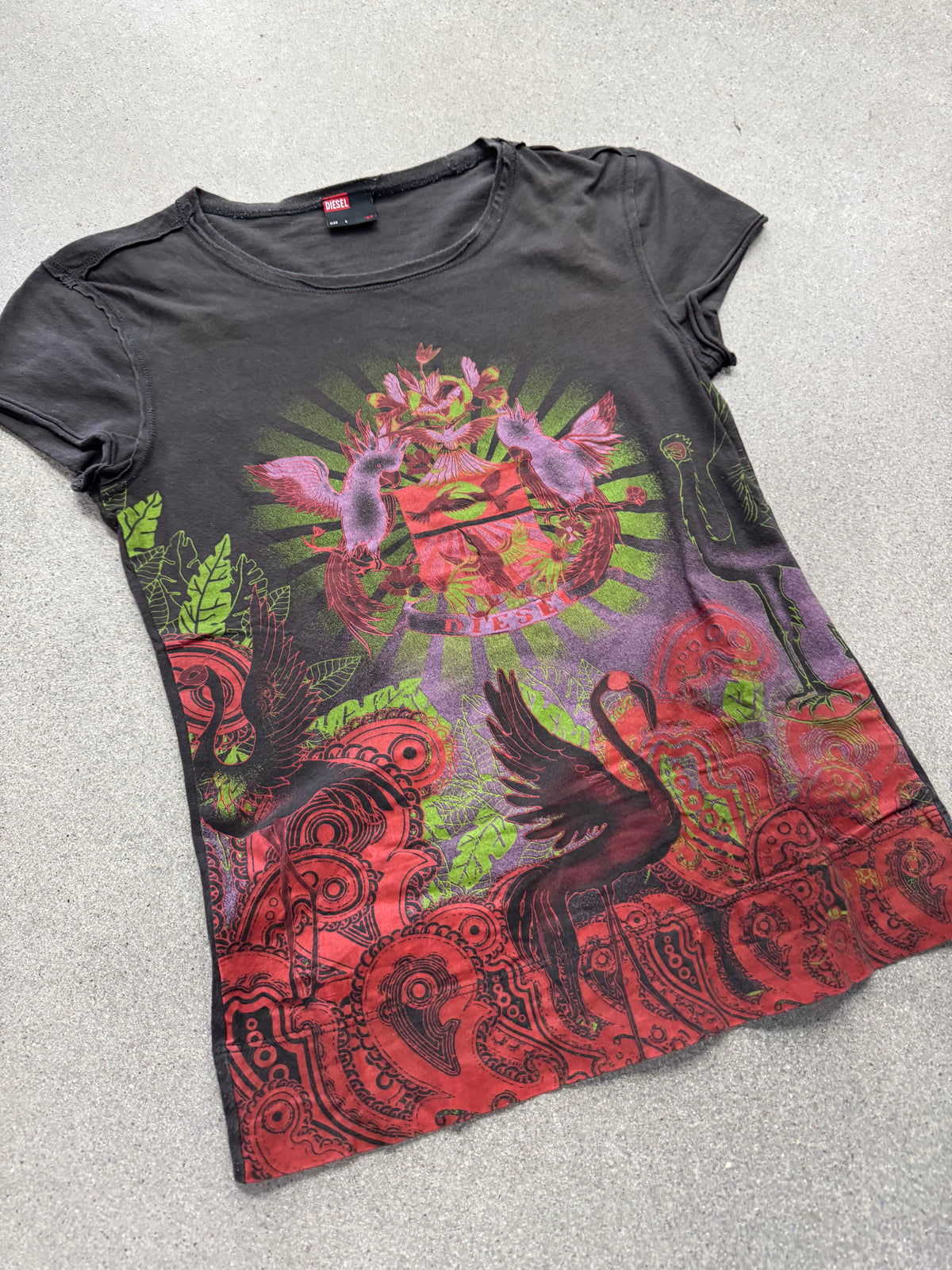 Diesel Floral Bird Crest T-Shirt - S