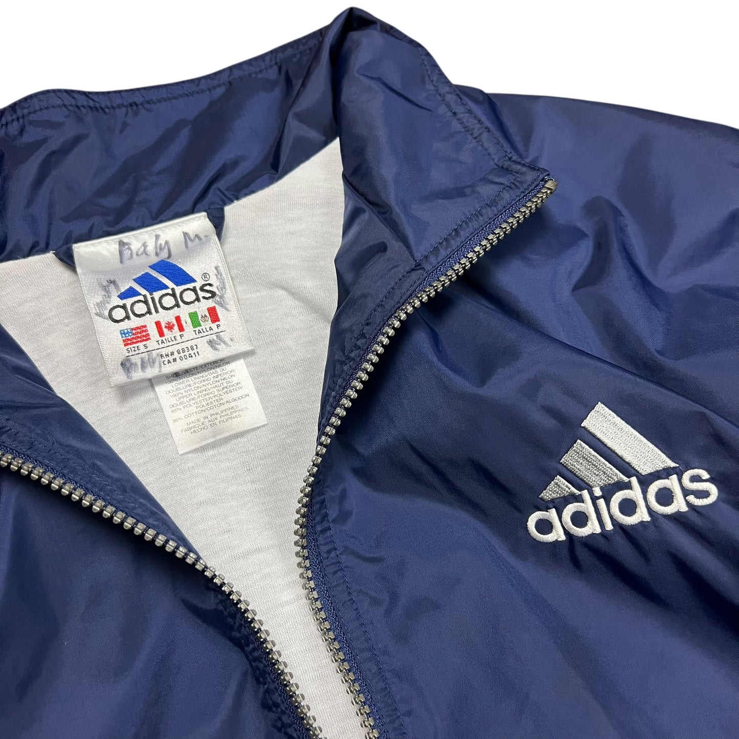 Adidas Navy Nylon Lined Track Jacket - M