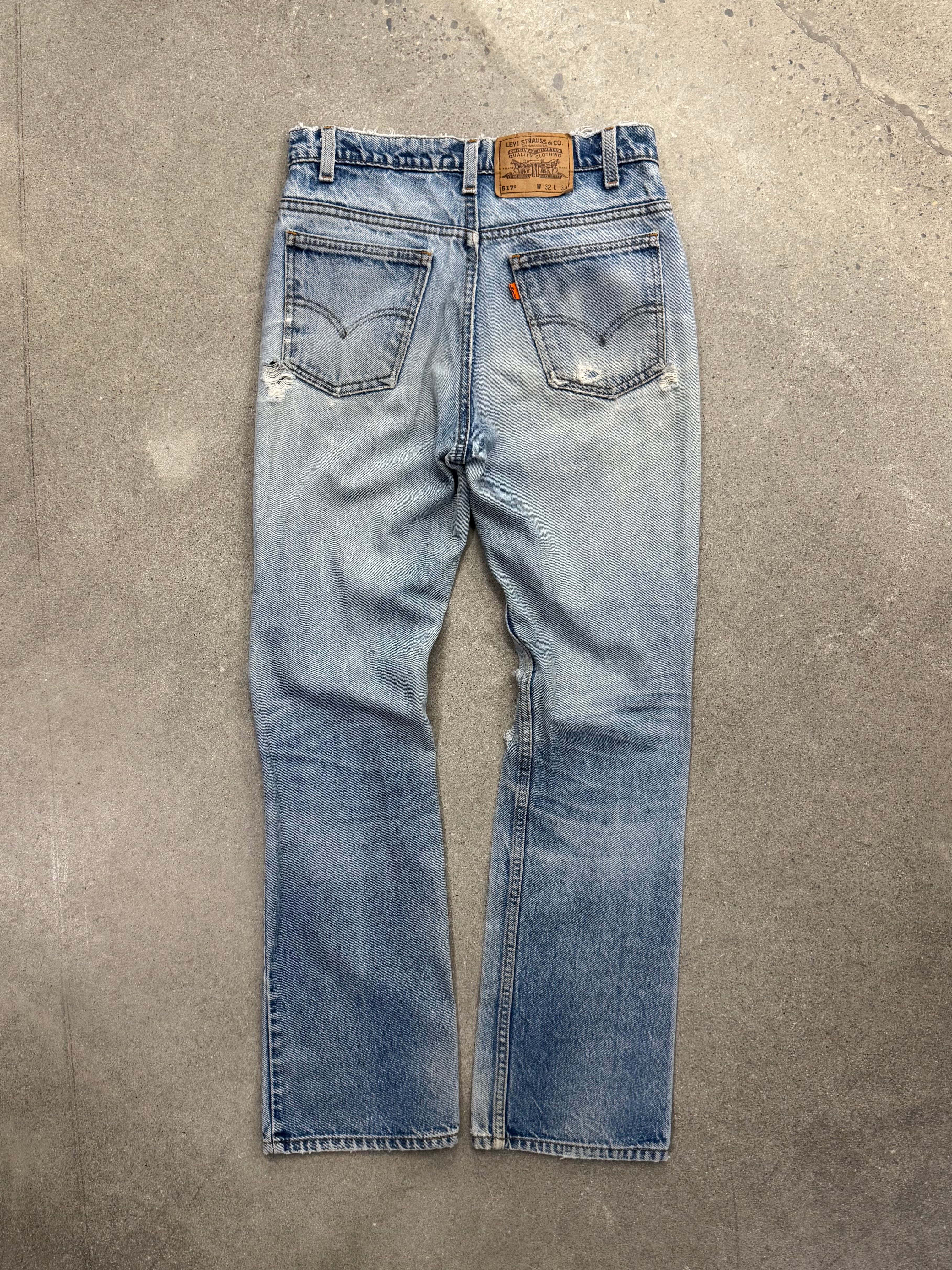 Faded & Distressed Levi’s 517 Orange Tab Jeans - 30”