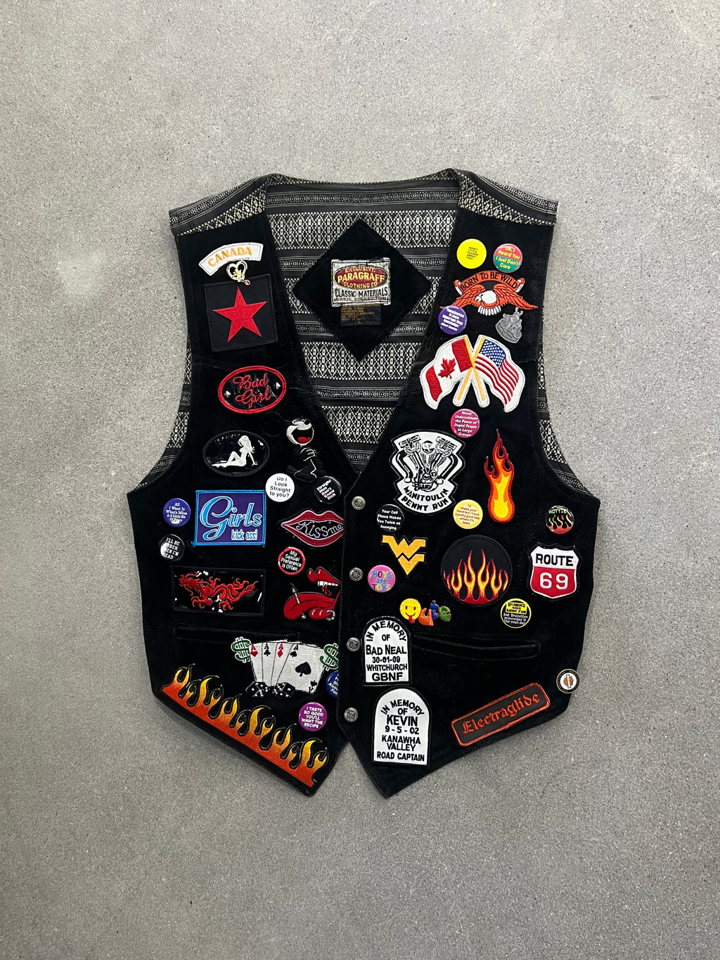 Patches & Pins Leather Biker Vest - L