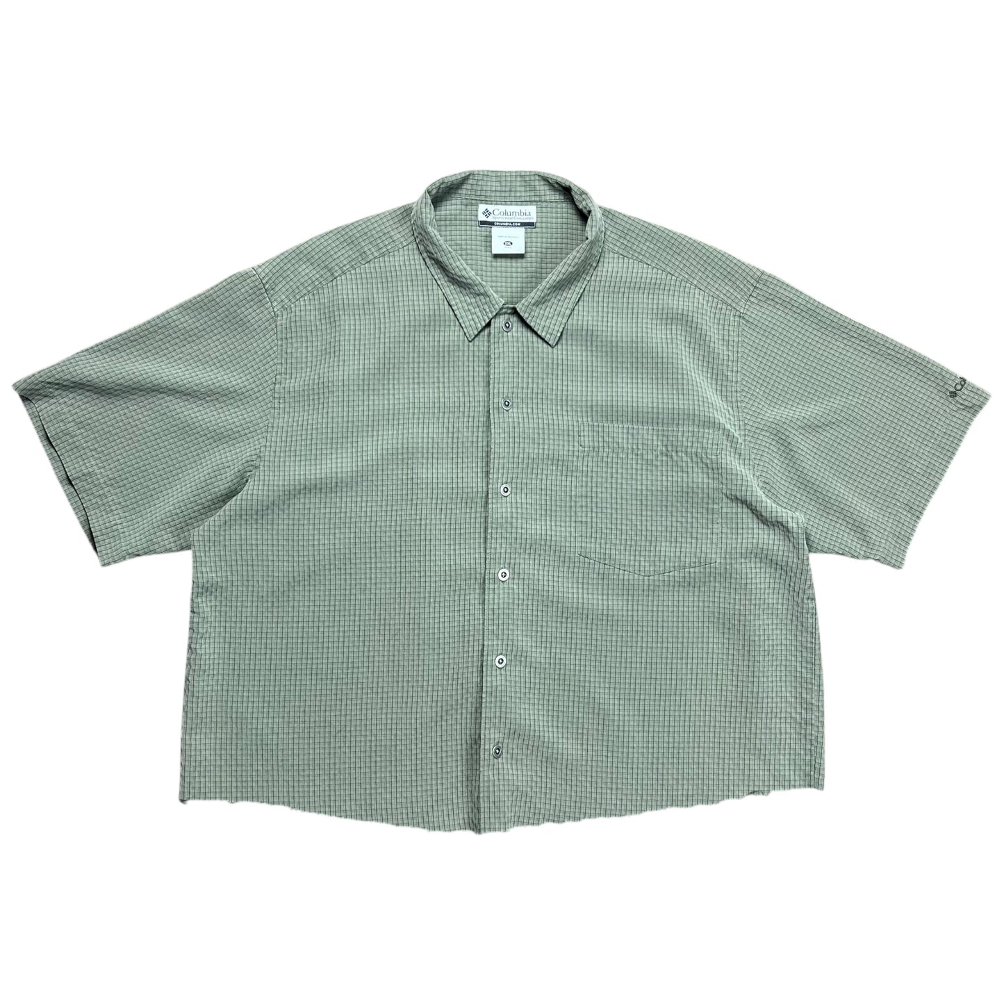 Columbia Cropped Micro-Check Button-up Shirt - XL