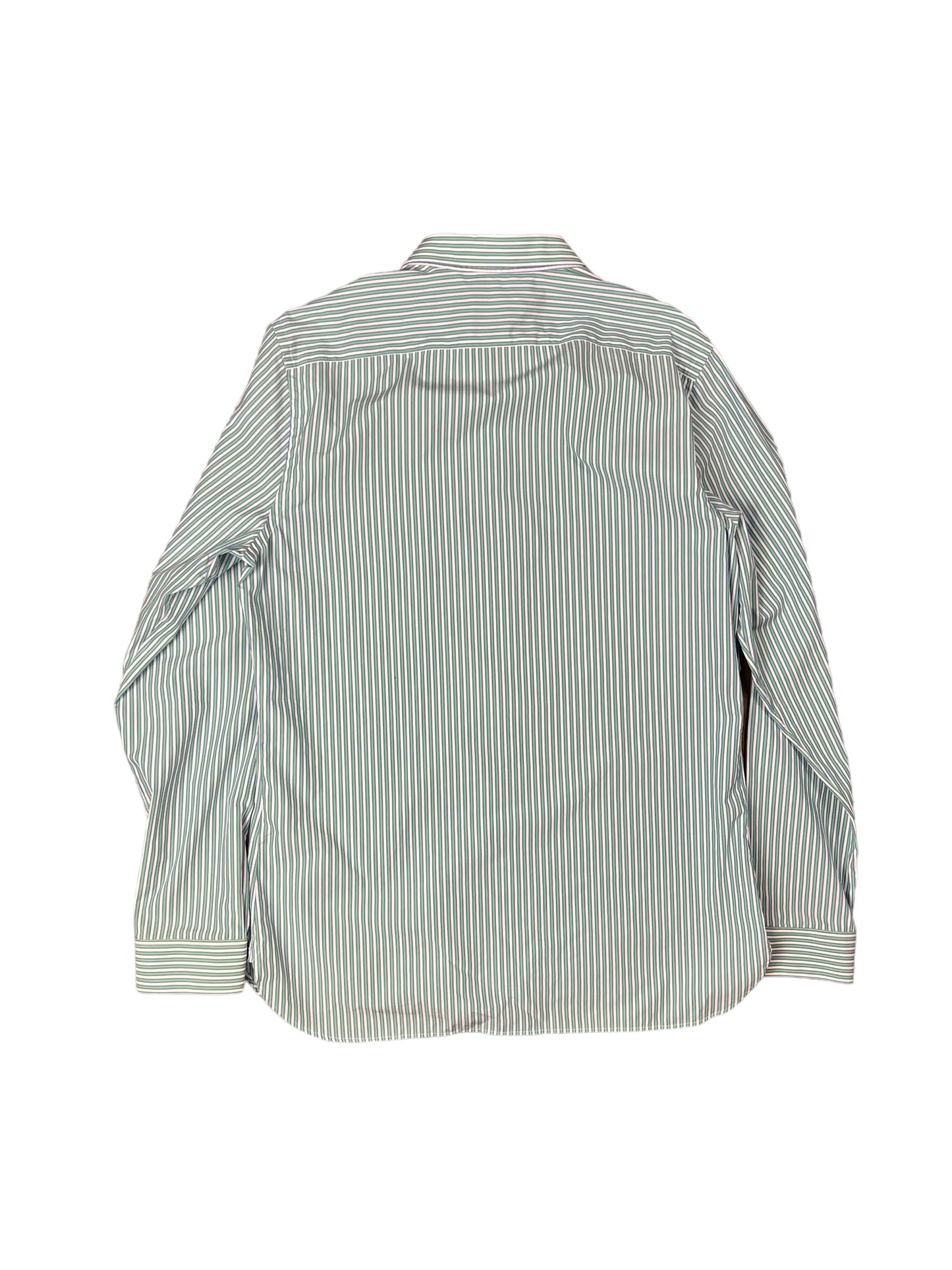 Burberry London Green & White Striped Button-up Shirt - XL