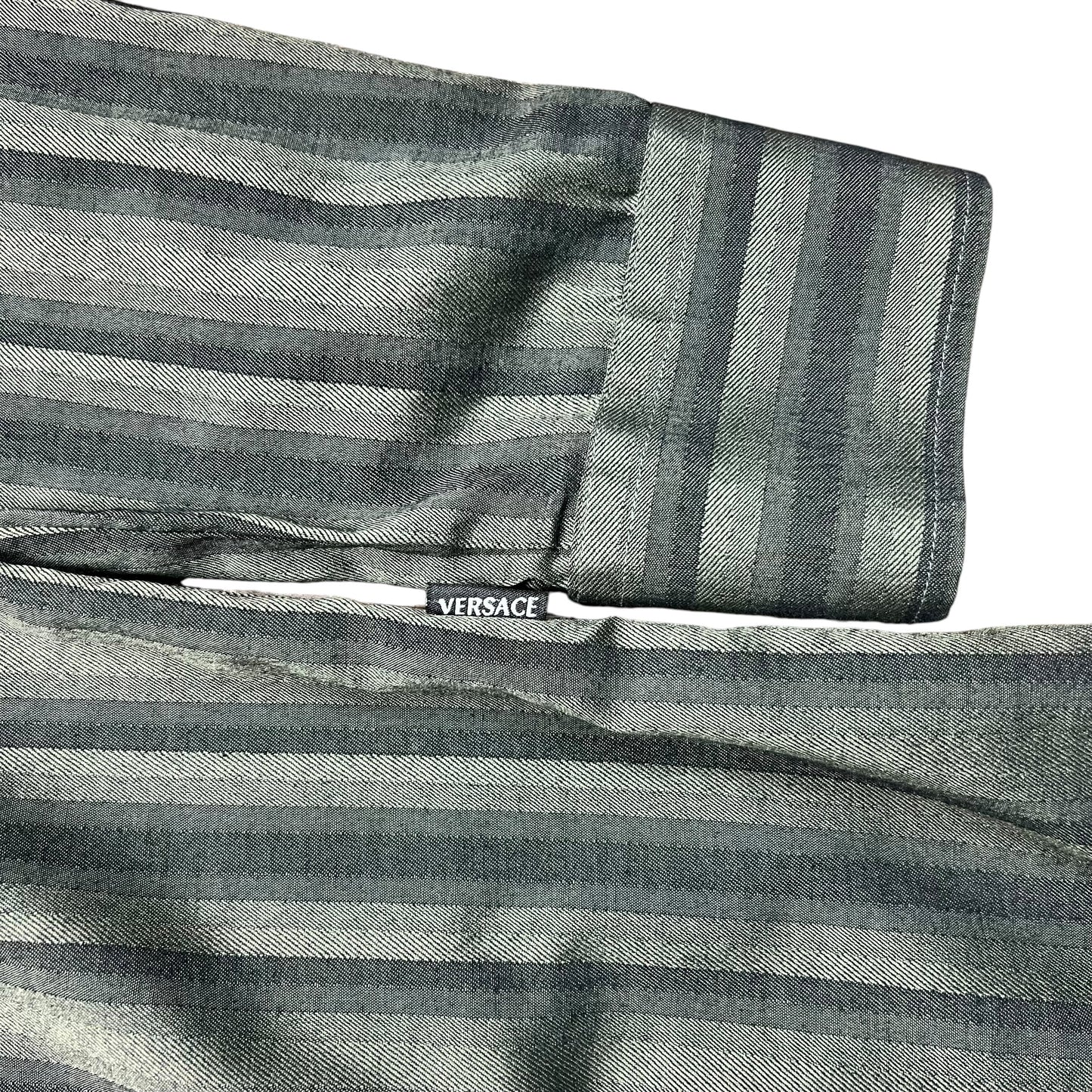Versace Couture Dark Green Striped Button-up Shirt - XL