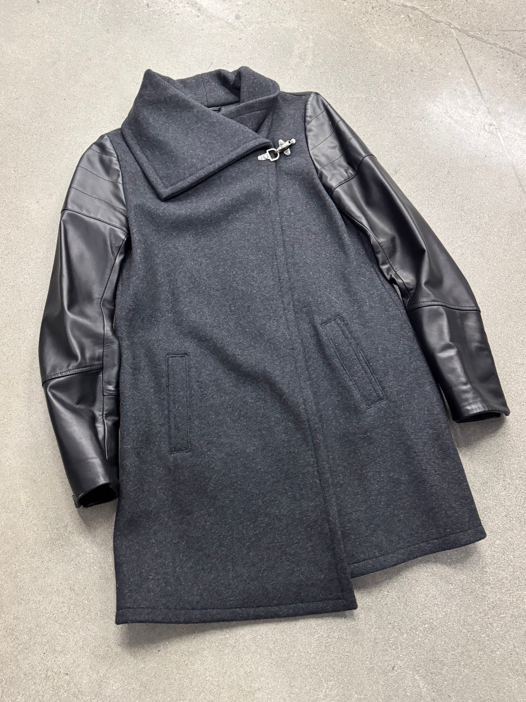 Danier Leather & Wool Asymmetrical Coat - XS