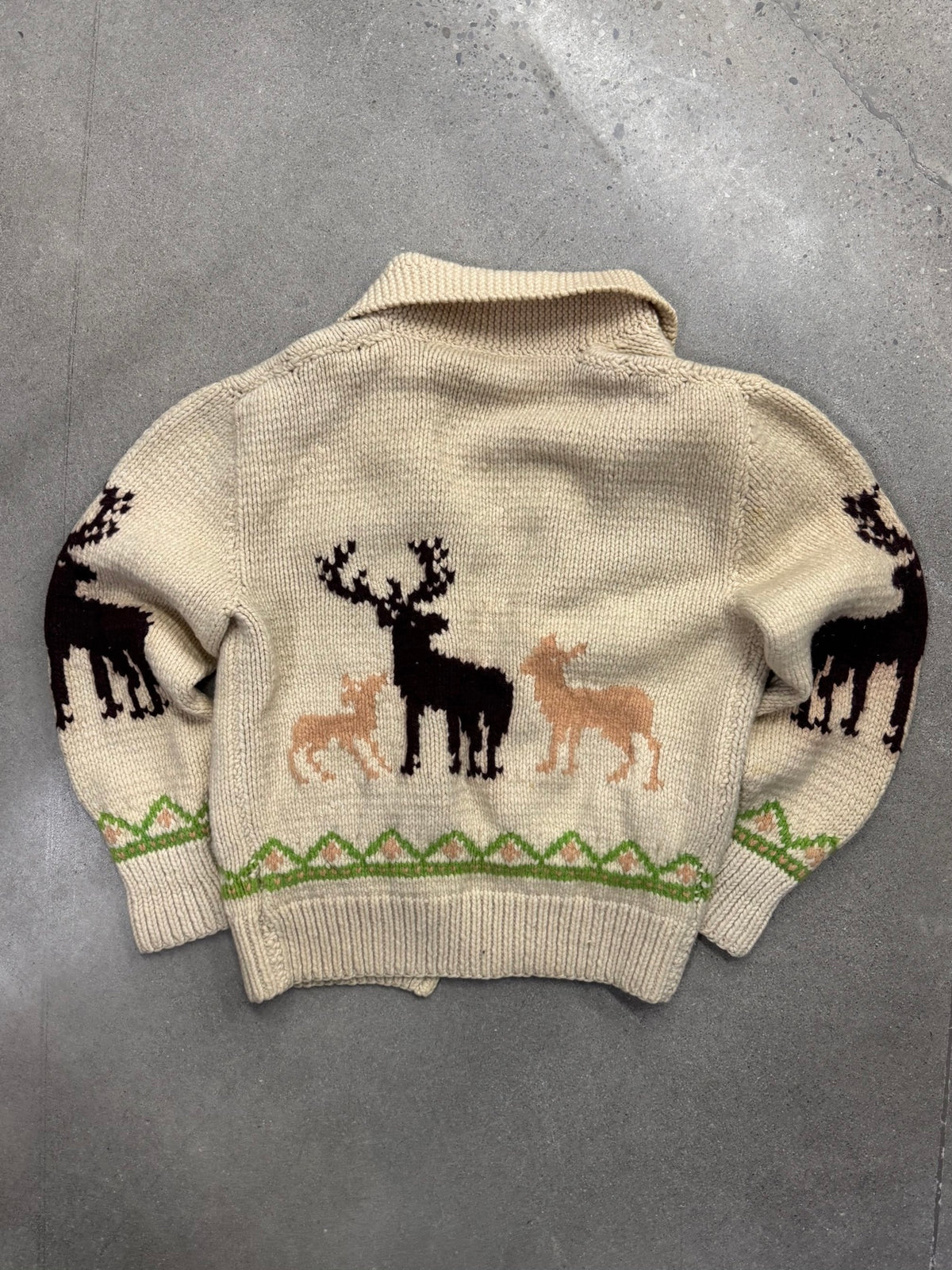 Mary Maxim Deer Cowichan Cardigan Sweater - XL
