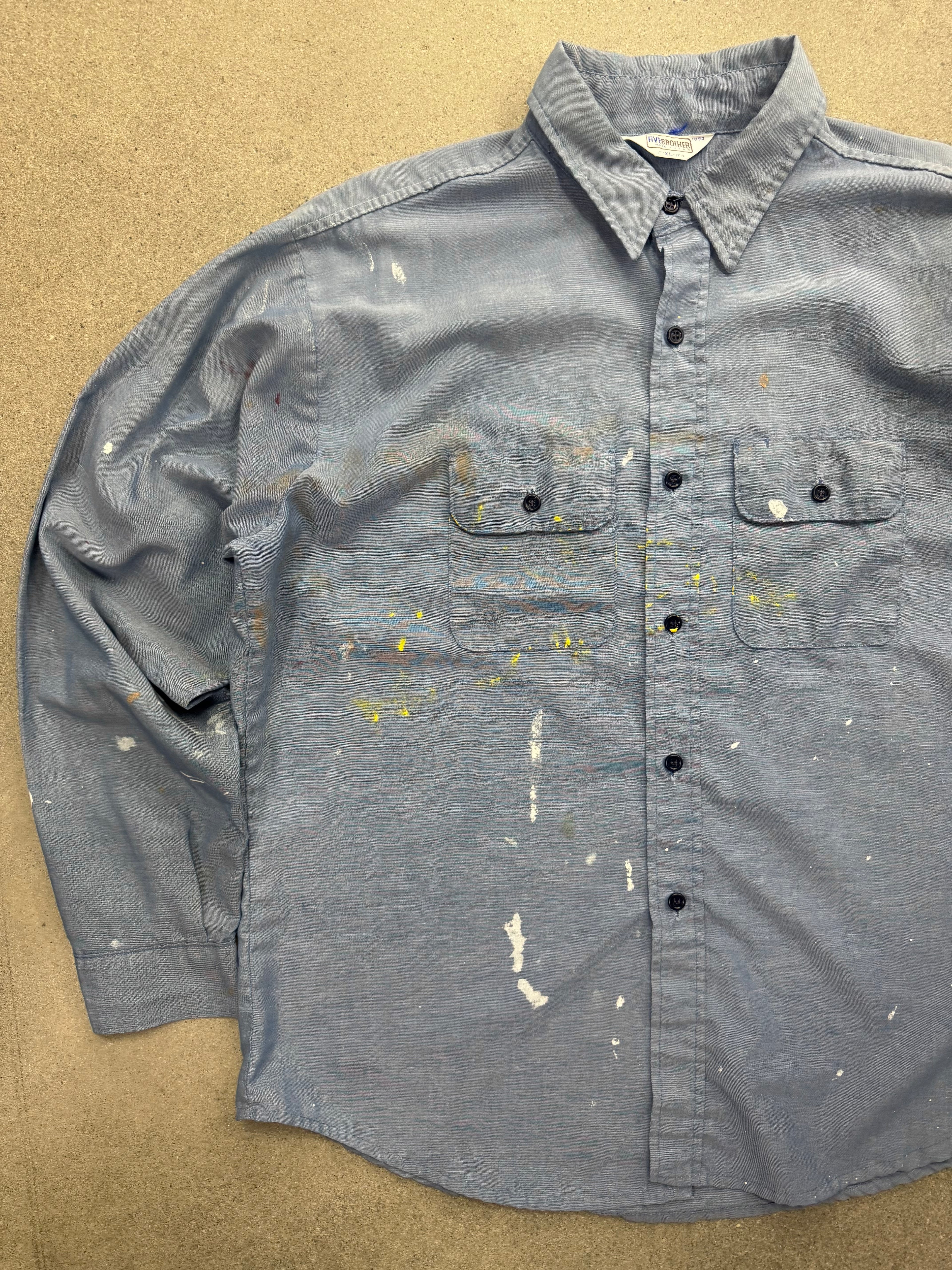 Five Brother Paint Splatter Chambray Work Shirt - XL