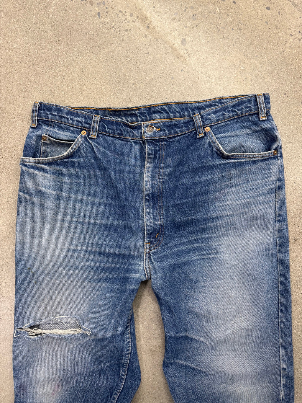 Faded & Distressed Levi's 619 Orange Tab Jeans - 37"