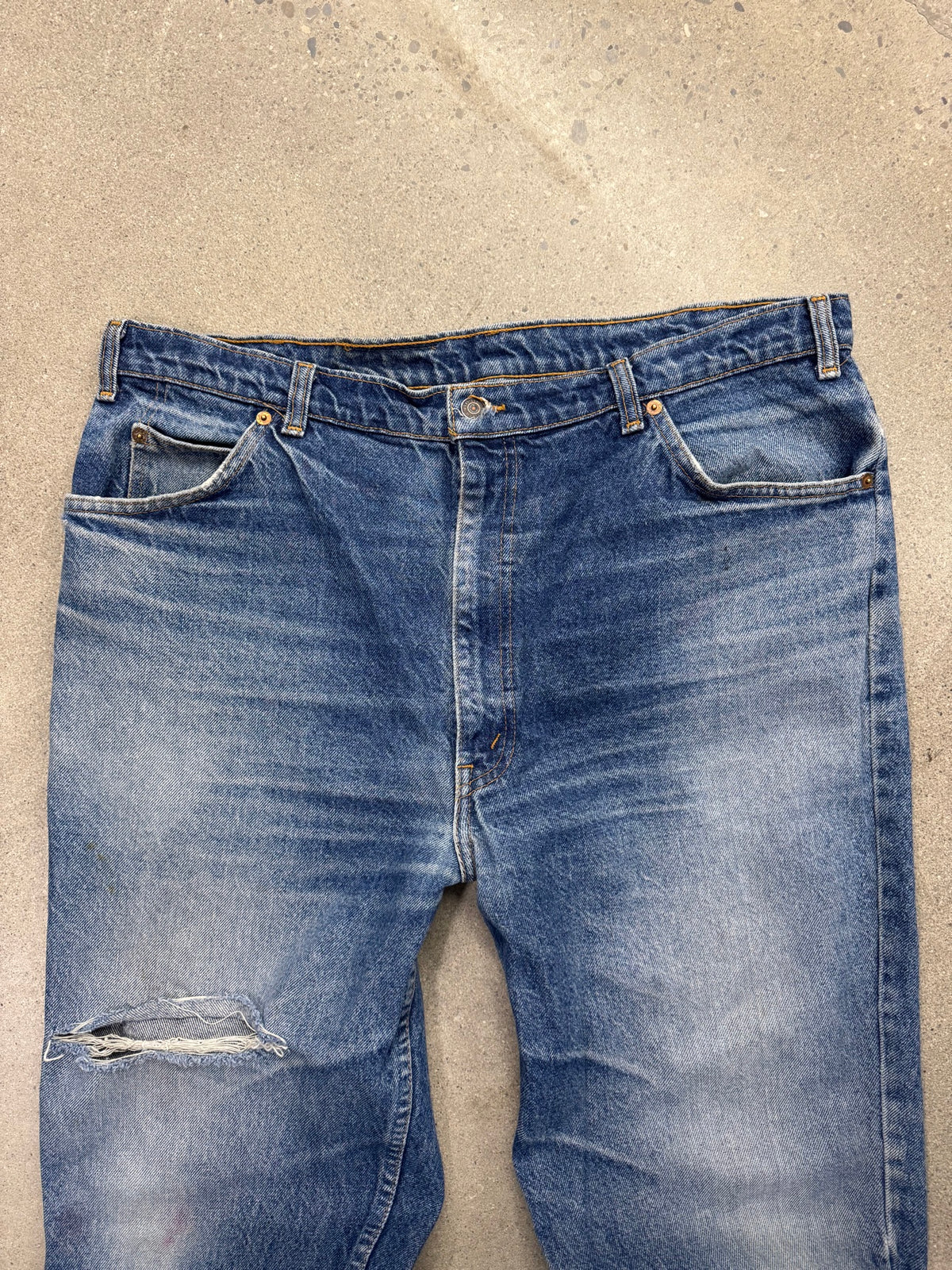 Faded & Distressed Levi's 619 Orange Tab Jeans - 37"