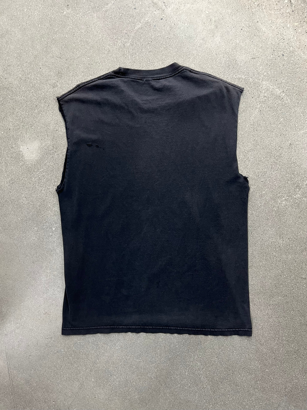 Faded Queen Elizabeth II Sleeveless Punk Shirt - XL