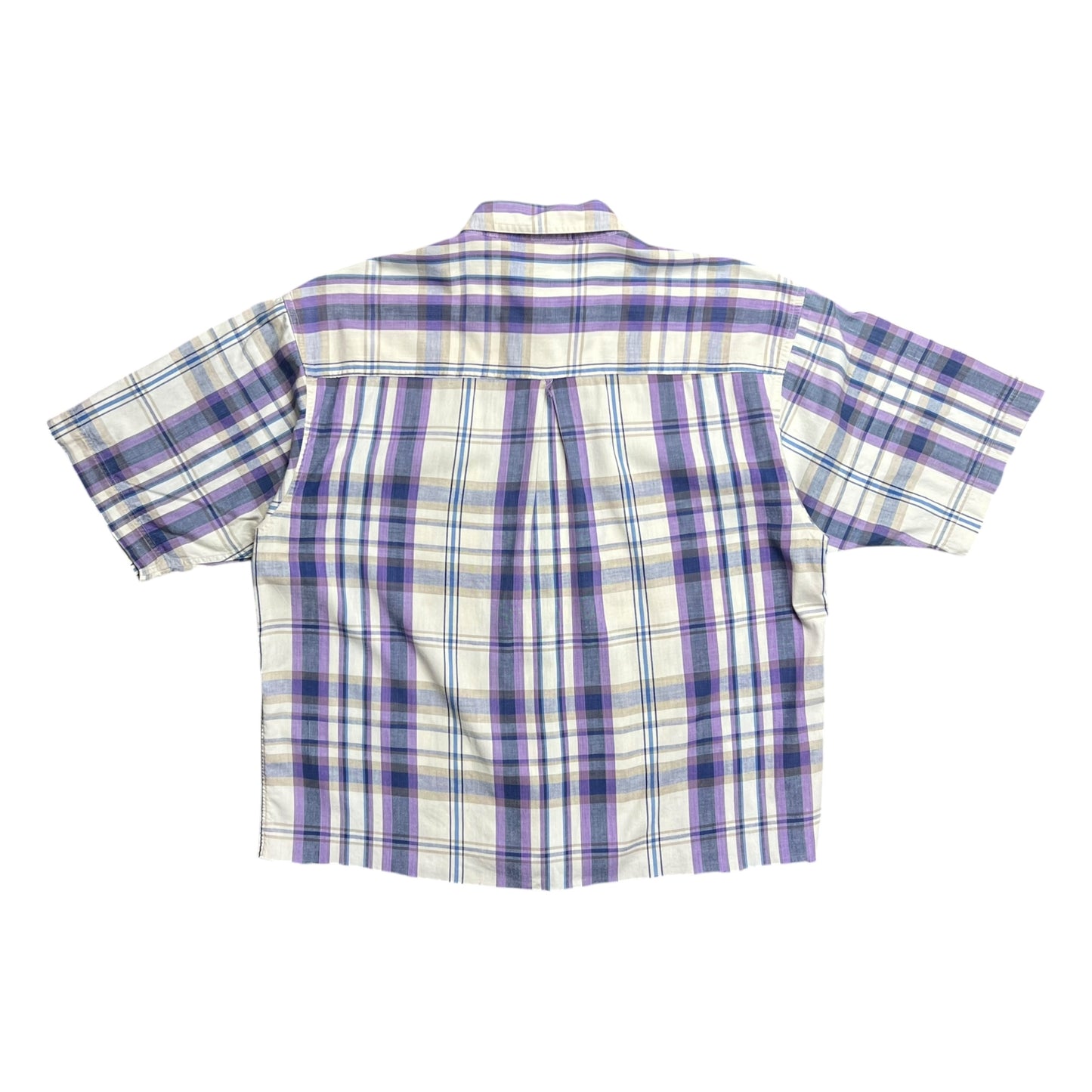 Eddie Bauer Purple Plaid Cropped Button-up Shirt - L