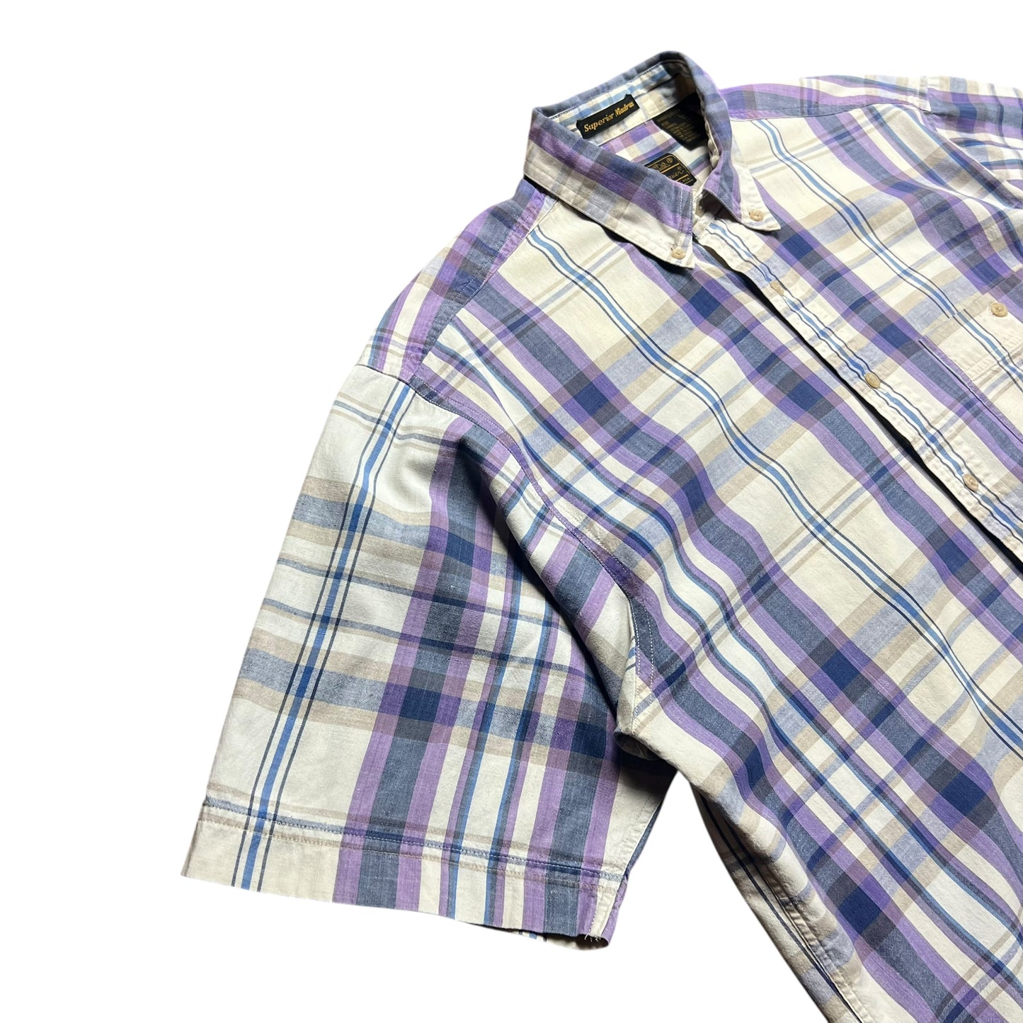 Eddie Bauer Purple Plaid Cropped Button-up Shirt - L