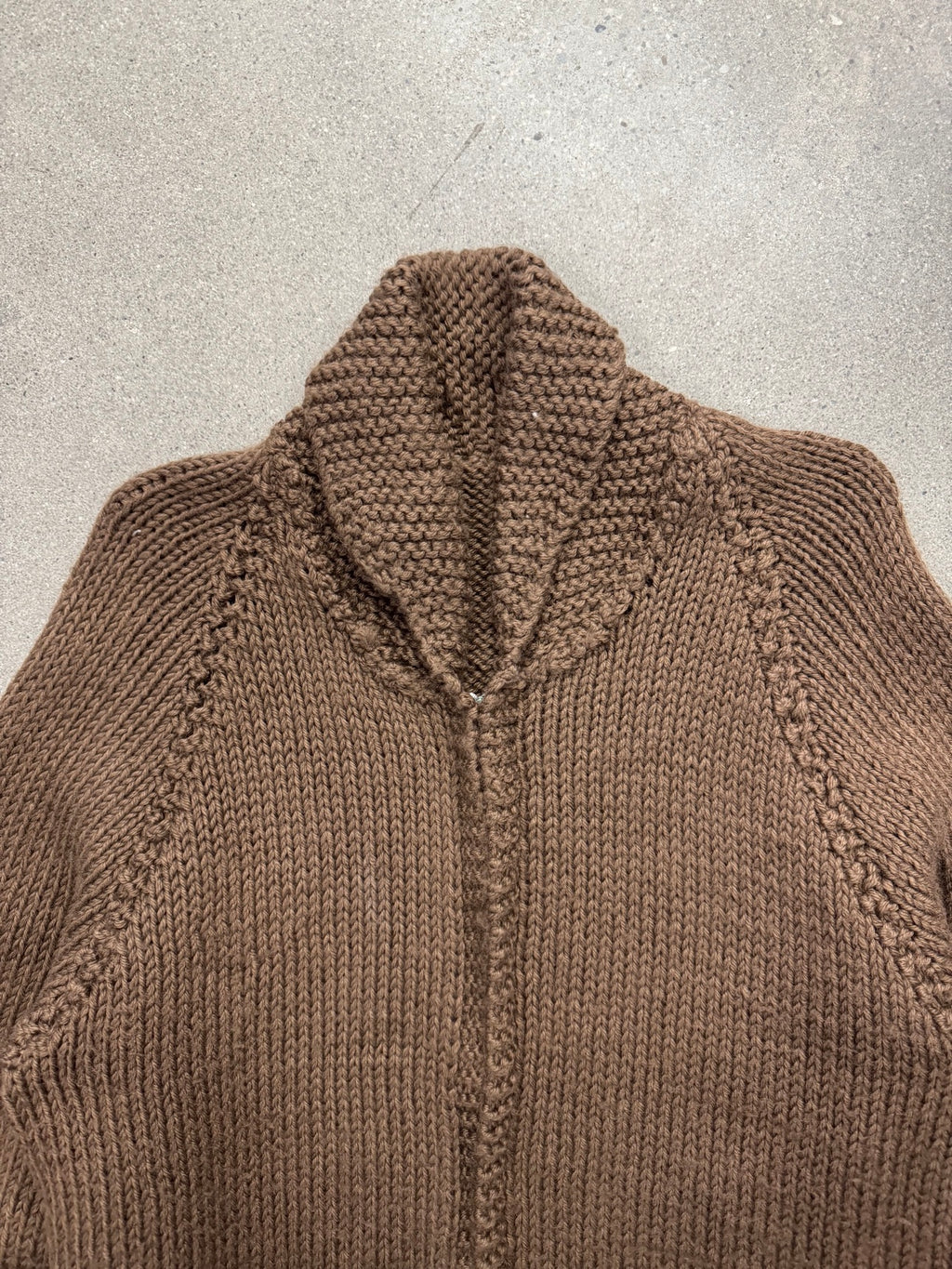 Cowichan Shawl-Collar Knit Cardigan Sweater - M