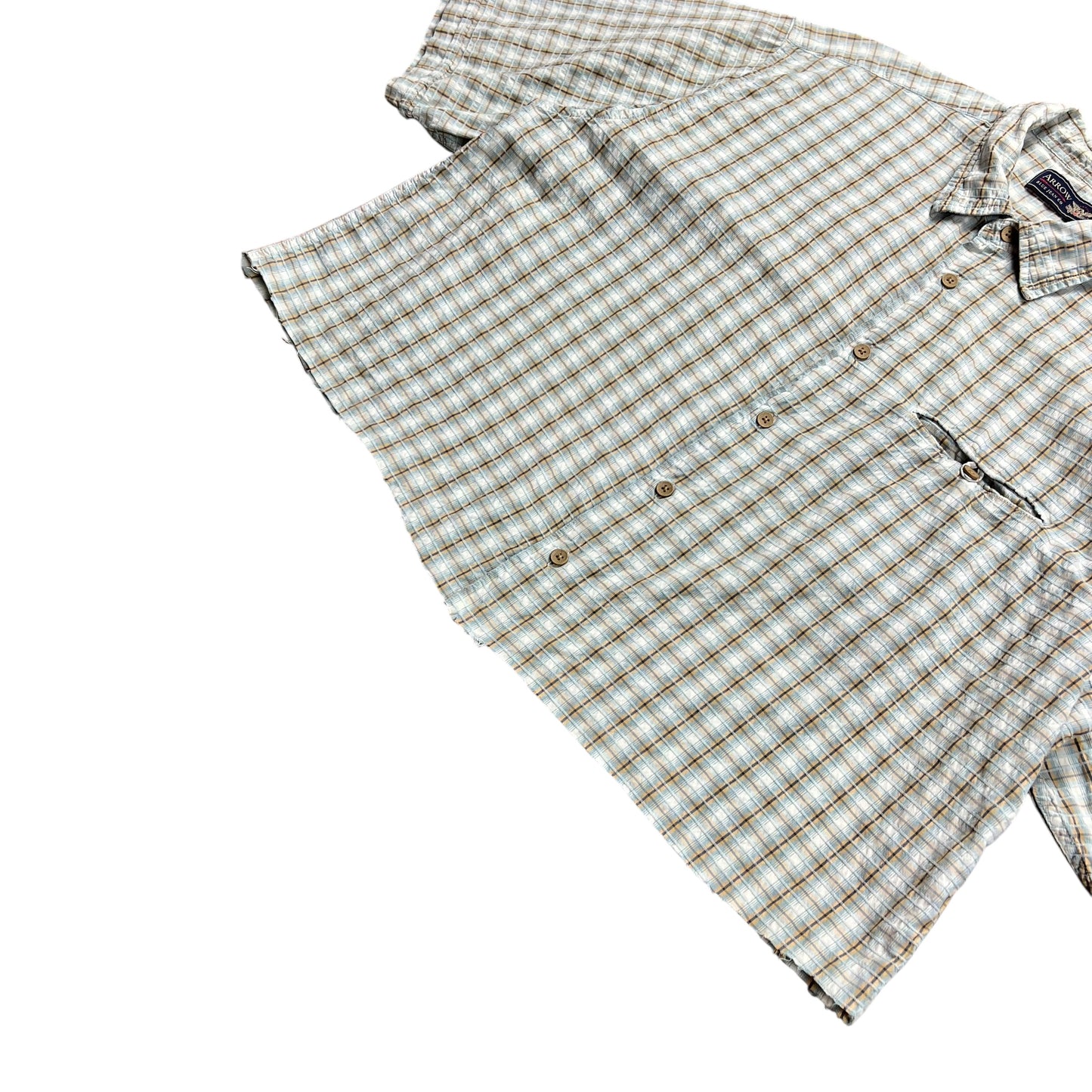 Arrow Cropped Plaid Button-up Shirt - L
