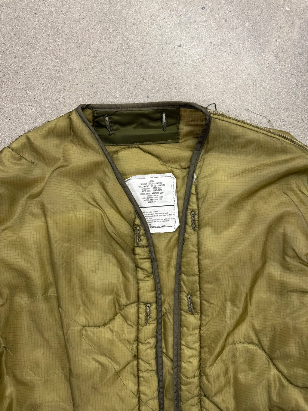 U.S. ARMY M-65 Quilted Field Jacket Liner - L