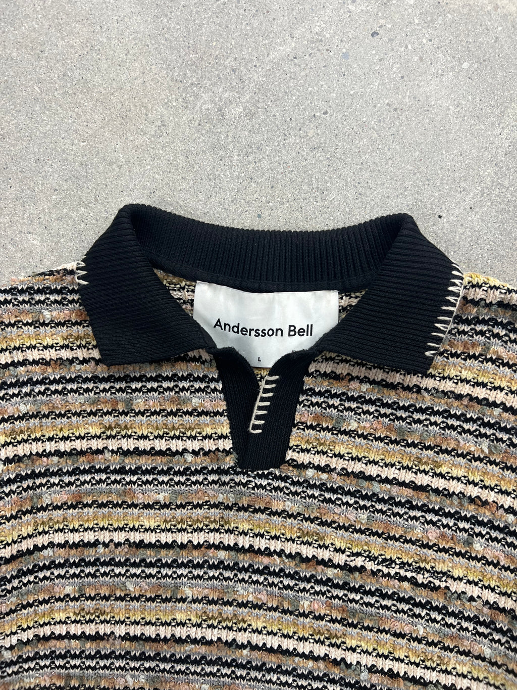 Anderson Bell Crea Boucle Collar Knit Shirt - L
