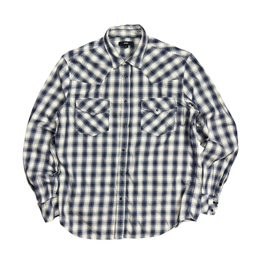 Diesel Western Pearl Snap Plaid Shirt - L