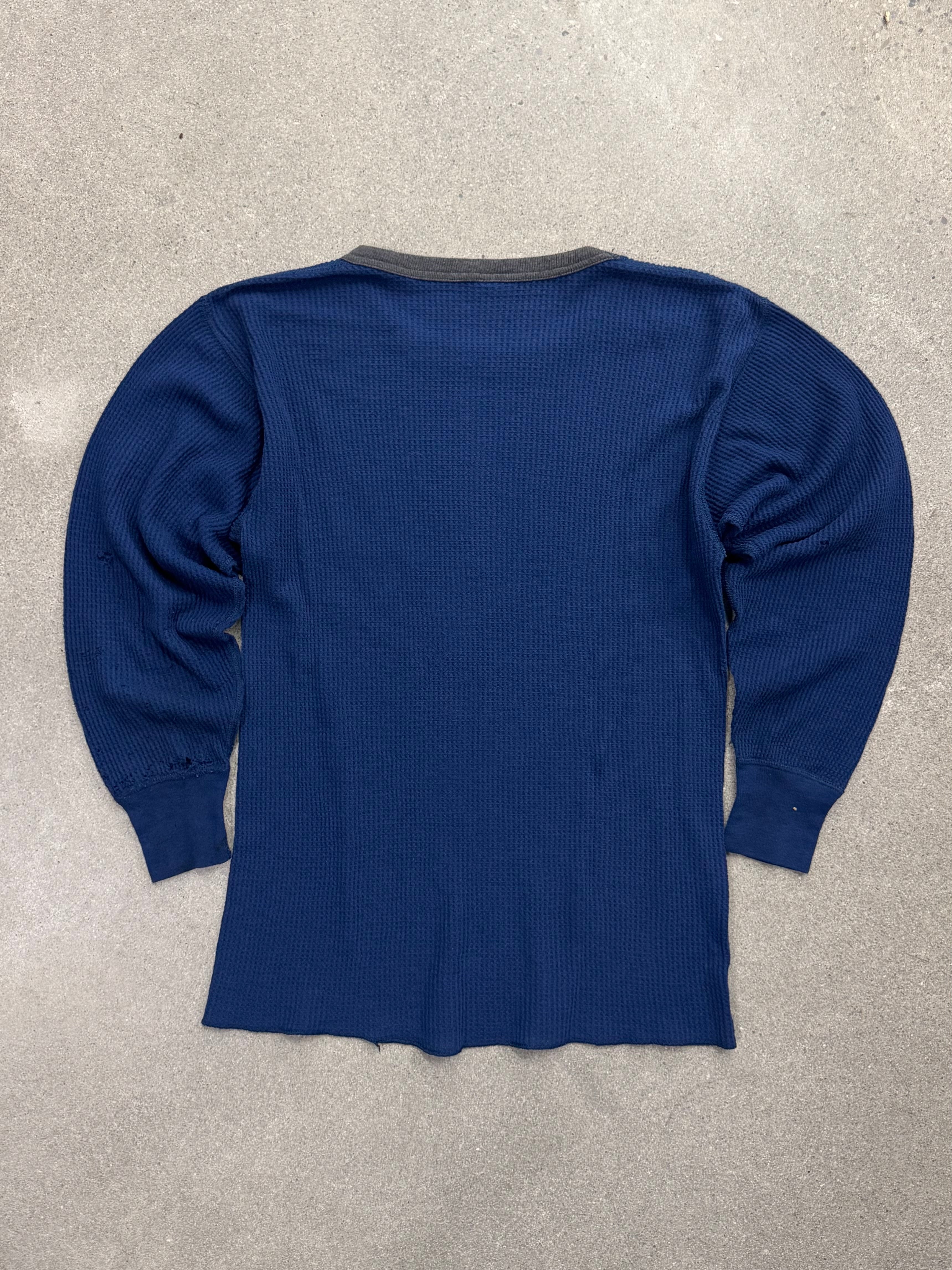 Blank Waffle-Knit Long Sleeve Thermal Shirt - S