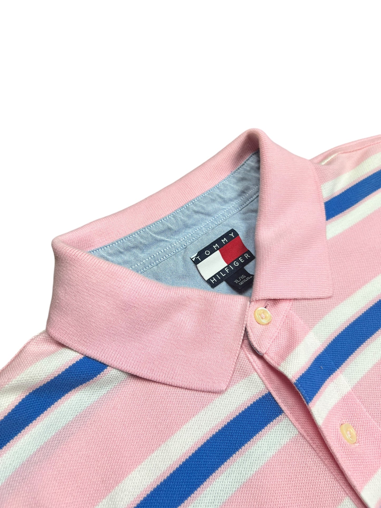 Tommy Hilfiger Boxy Pink Striped Polo Shirt - L