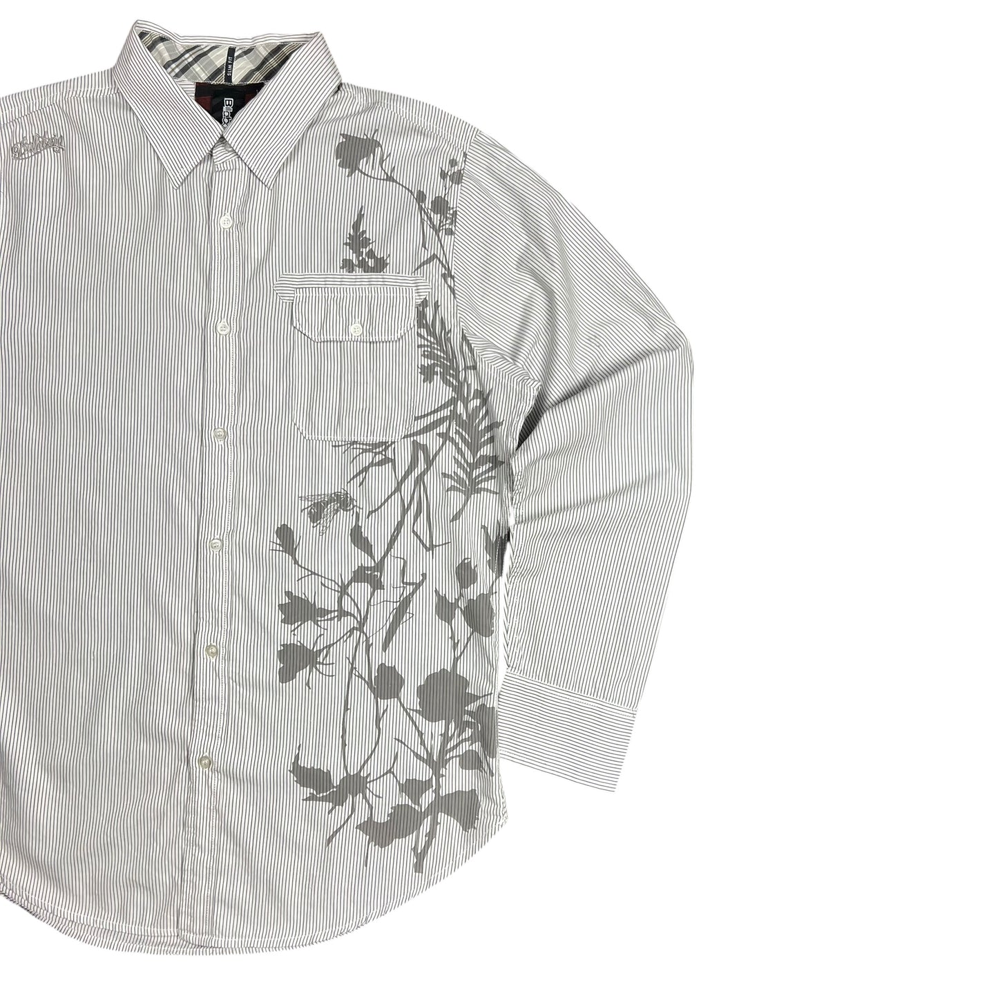 Billabong Flower Print Striped Button-up Shirt - XL