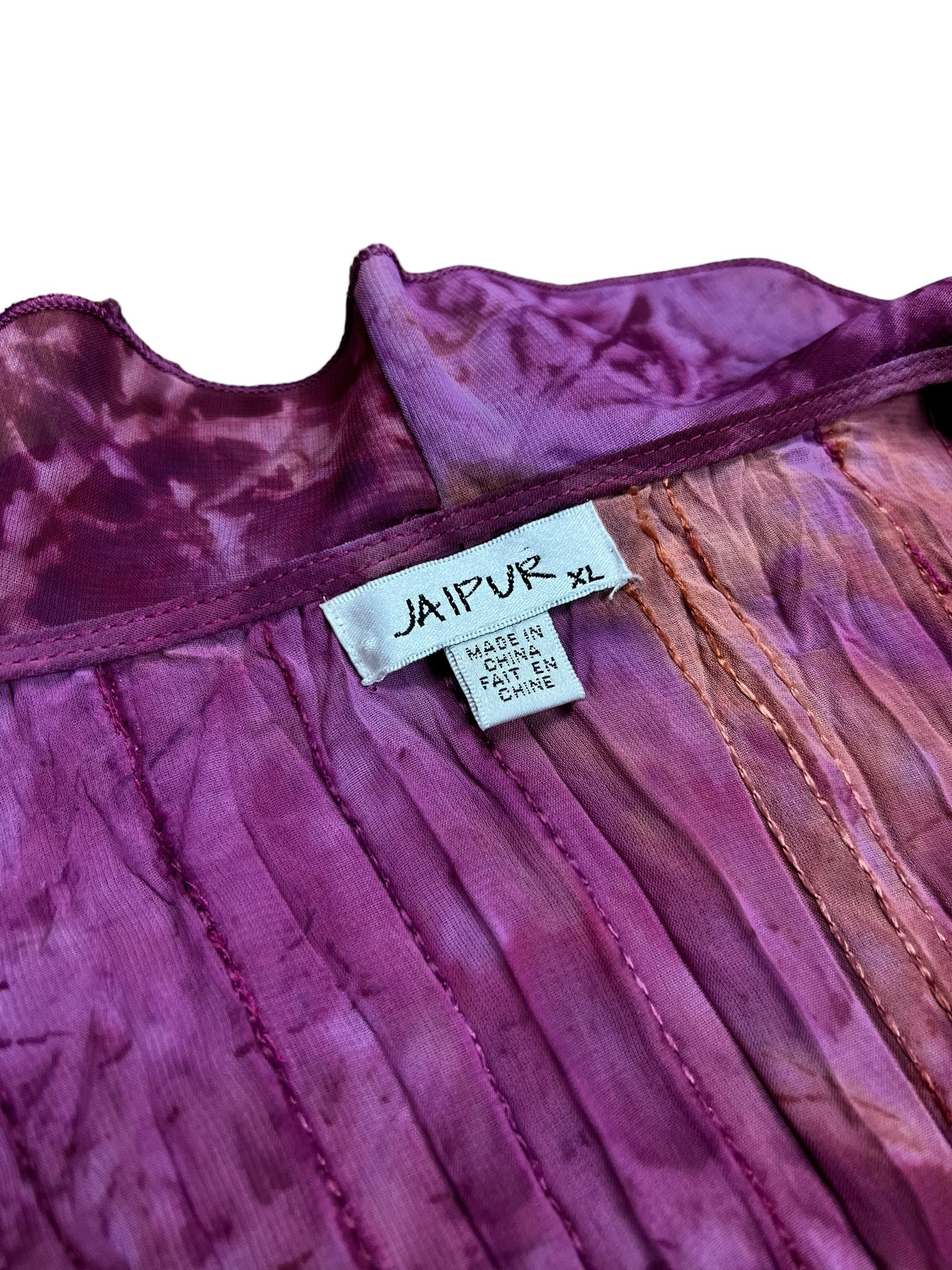 Y2K Purple Tie Dyed Ruffled Blouse ￼- M
